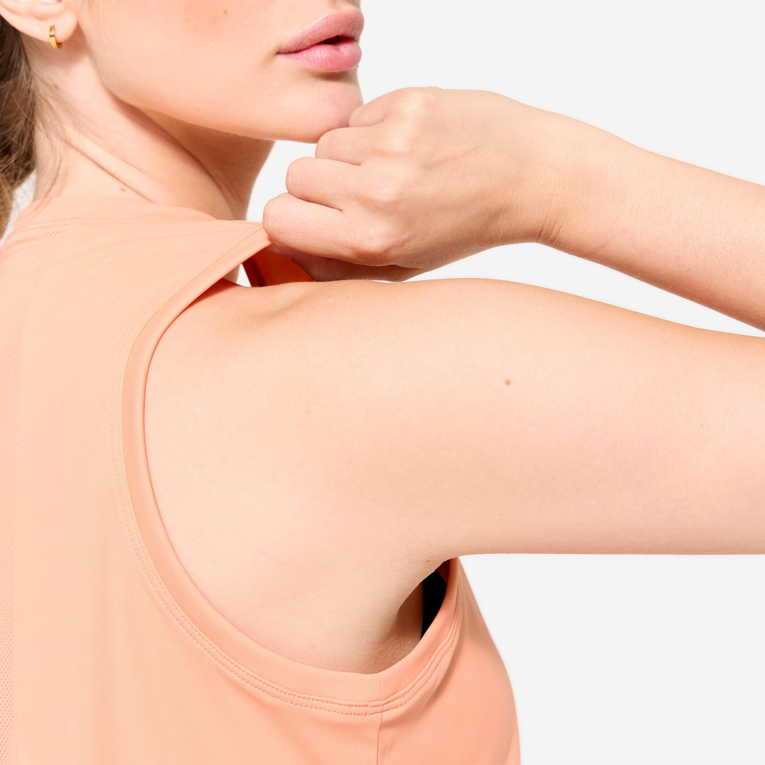 Débardeur de fitness coupe droite femme, orange pêche 5/8