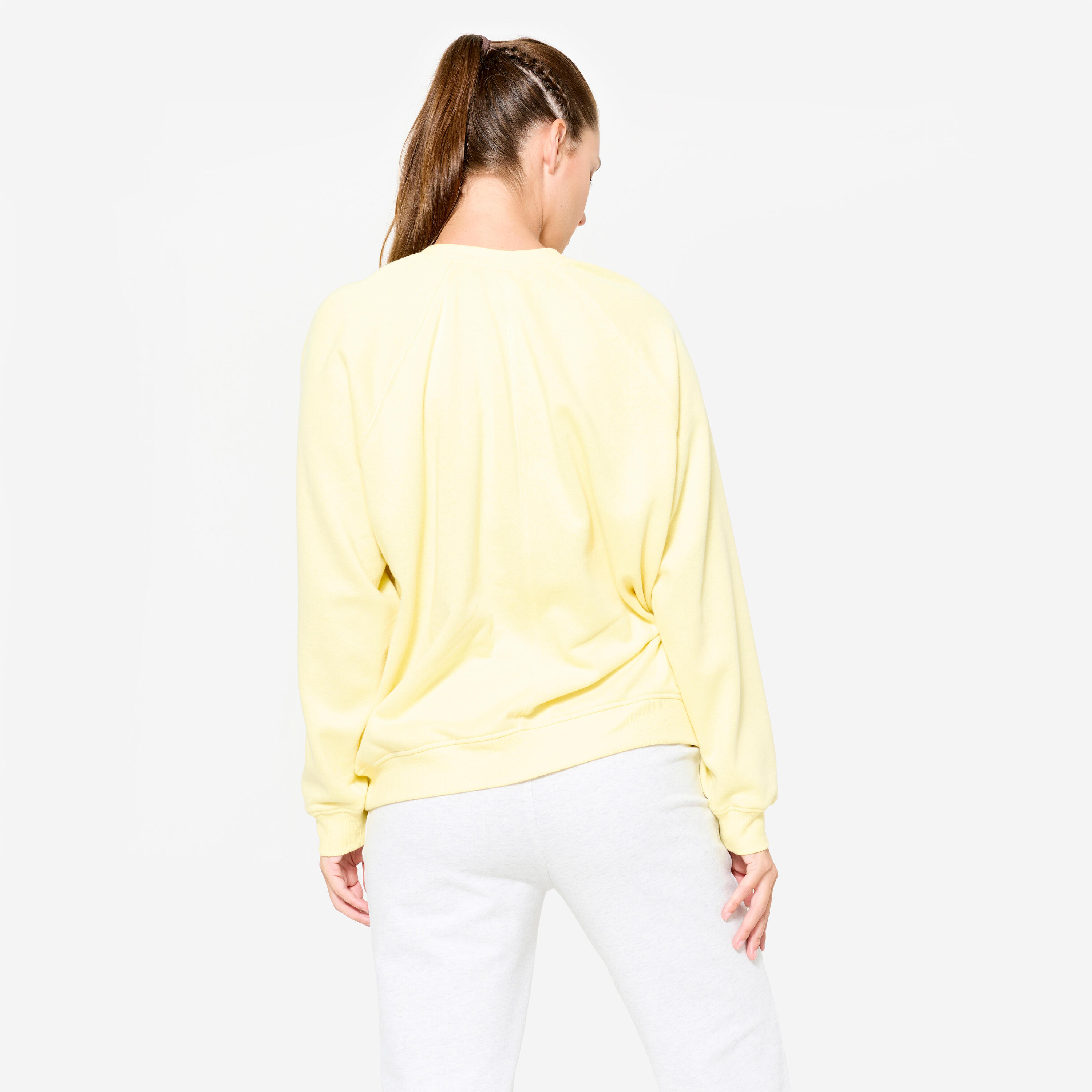 Molton-Fitness-Sweatshirt Damen, gelb 4/8