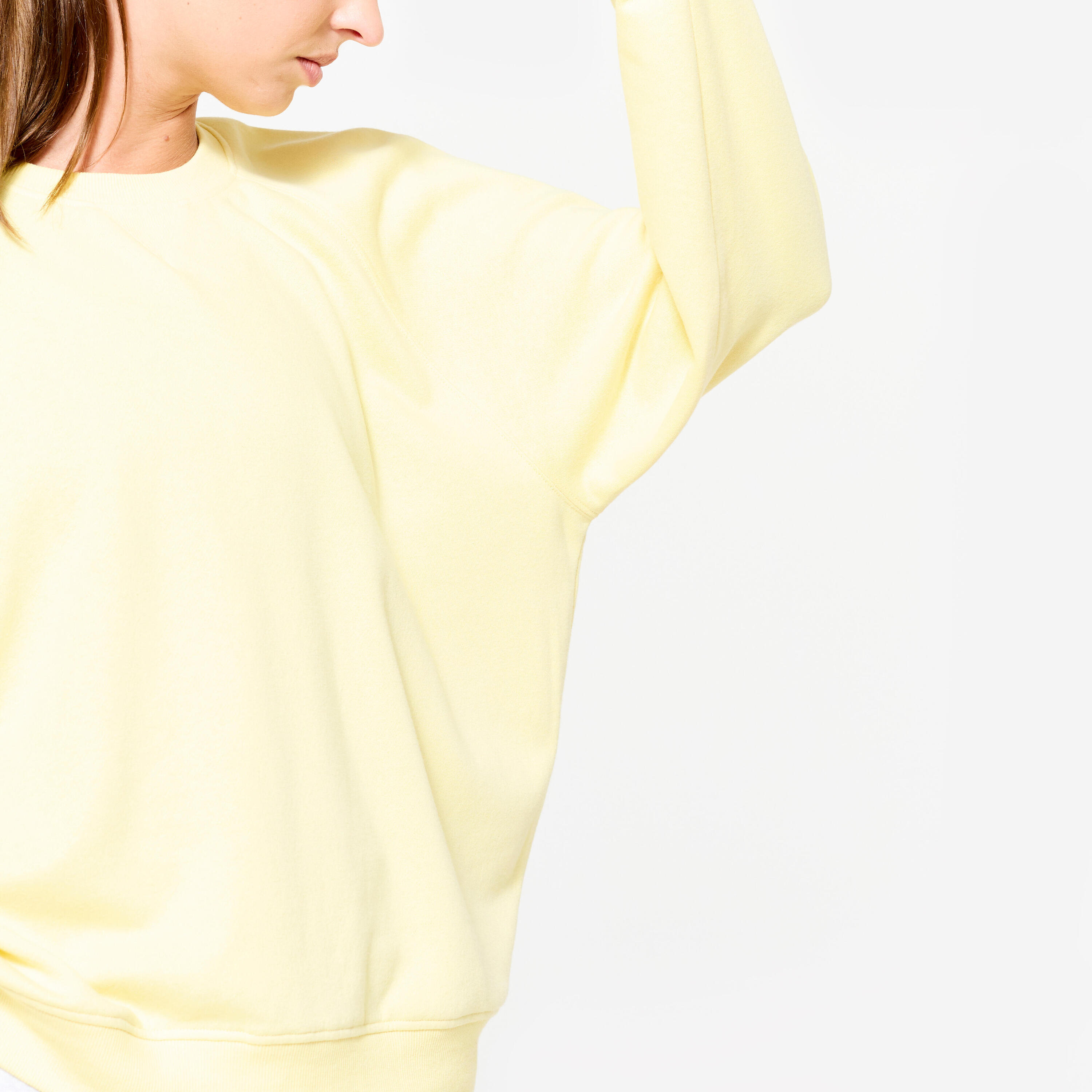 Molton-Fitness-Sweatshirt Damen, gelb 5/8