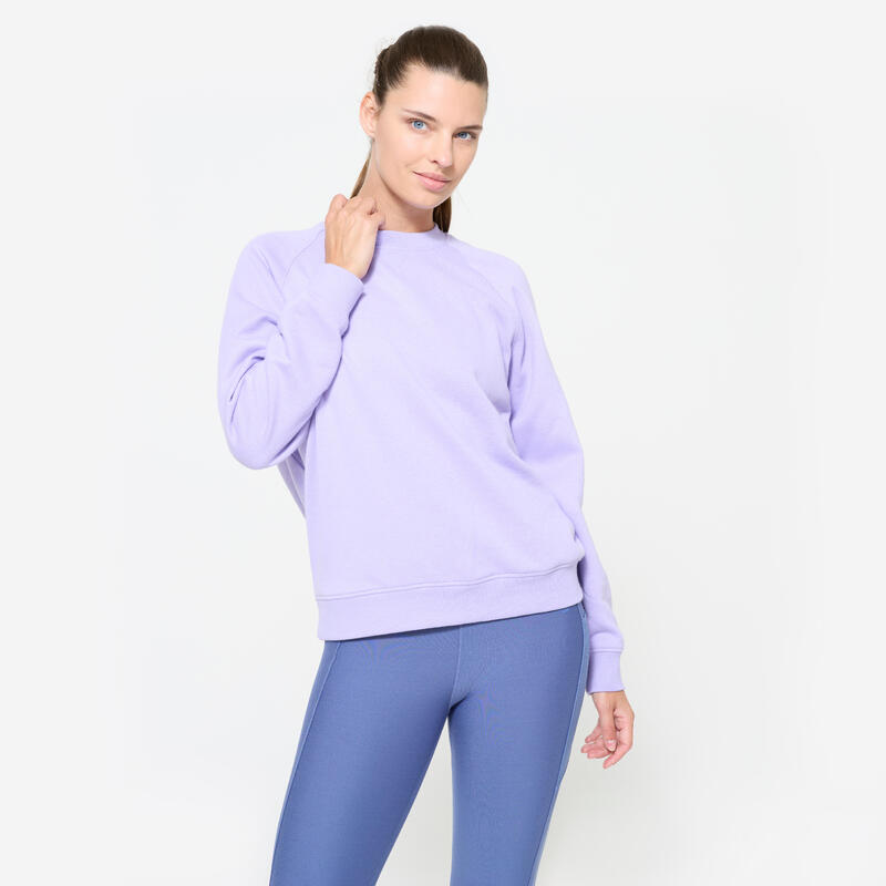 Sweat de fitness en molleton femme, lavande