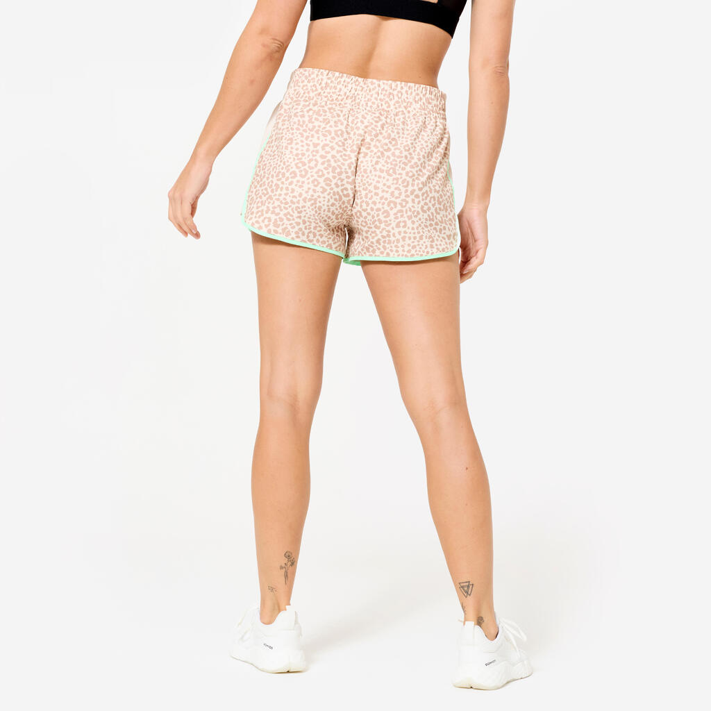 Lightweight Short Fitness Shorts - Black Leopard Print/Black Stripe