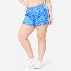 short de fitness court et léger, rose bande jaune