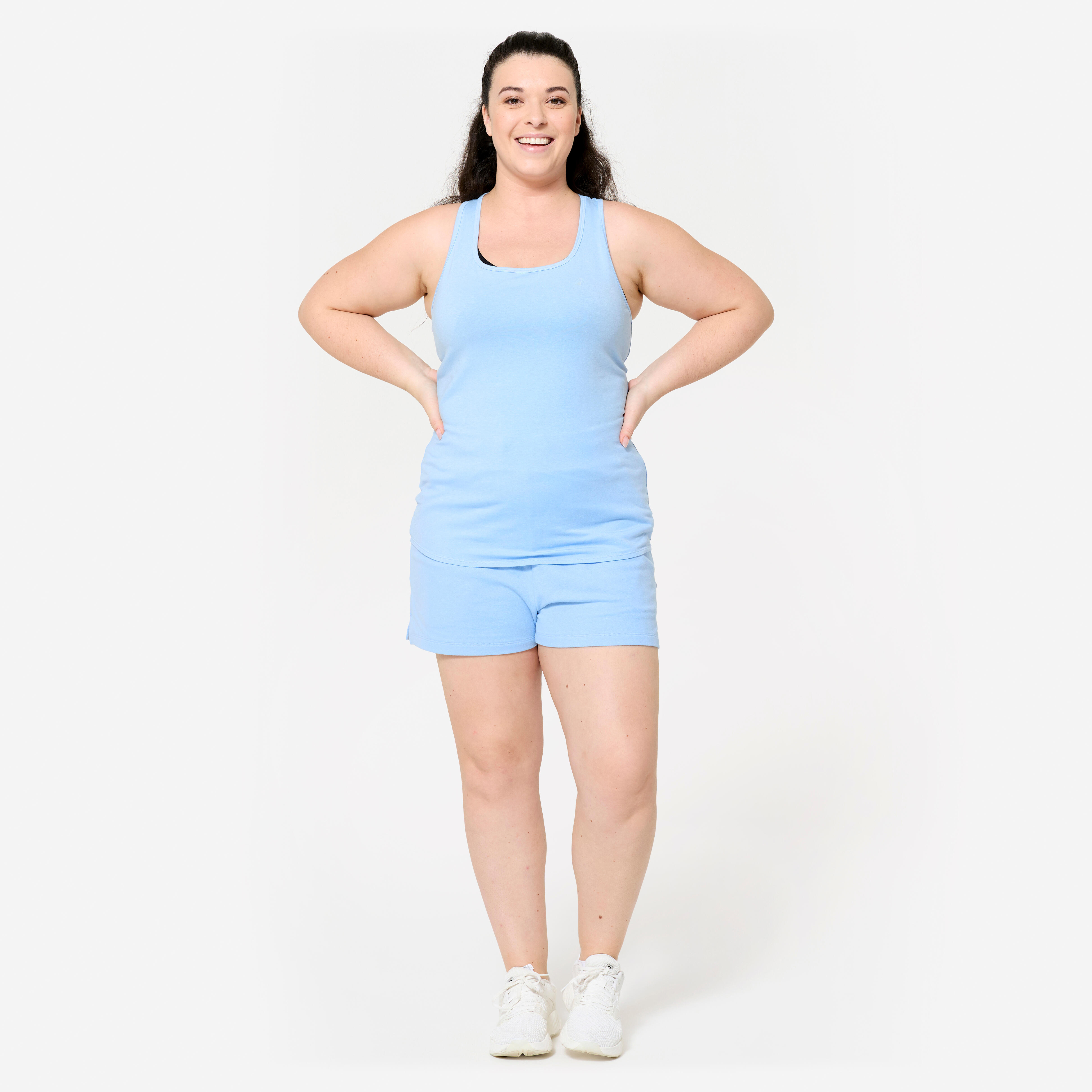 Short à taille haute en coton femme, 520 - DOMYOS