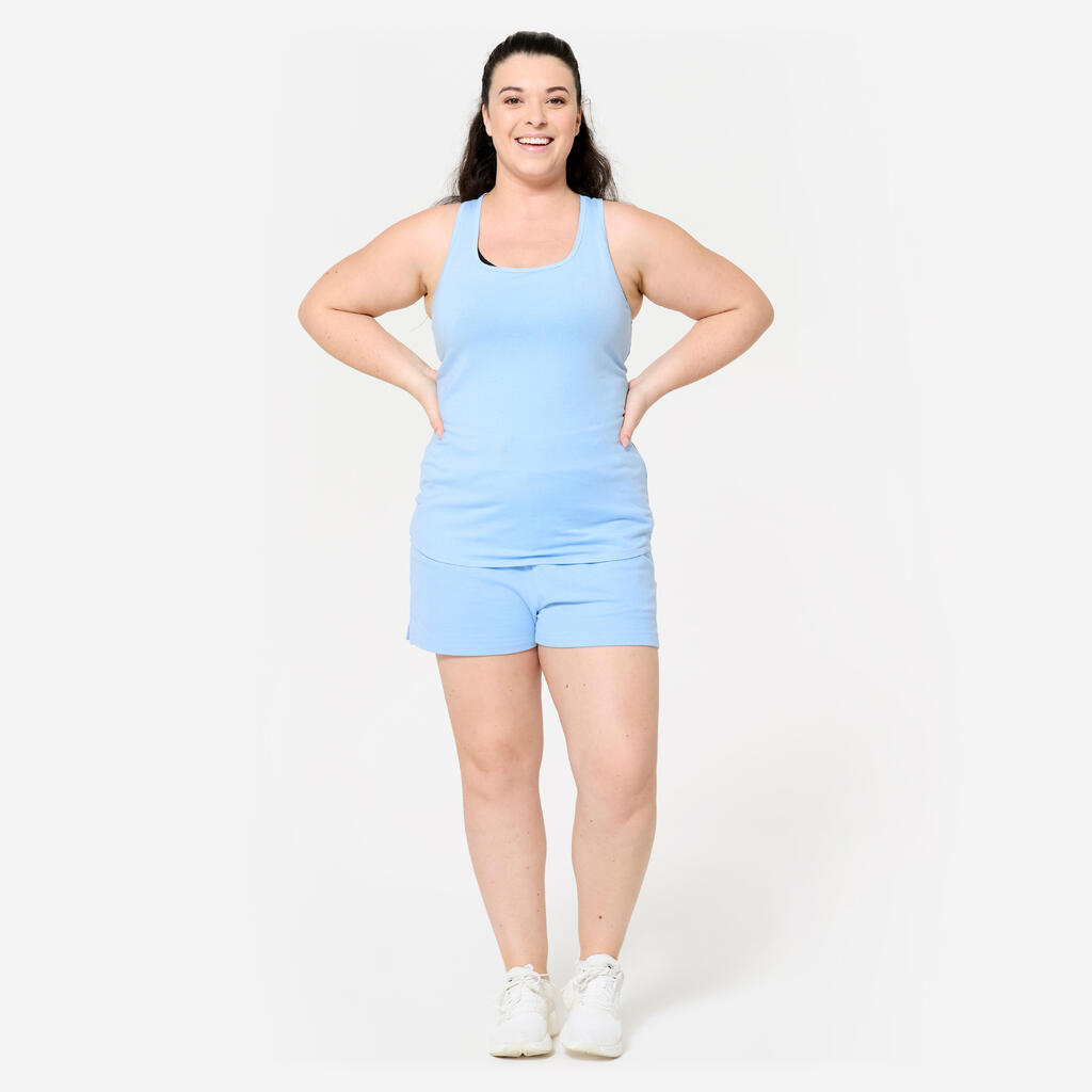 Short de fitness avec poche femme, bleu flocon