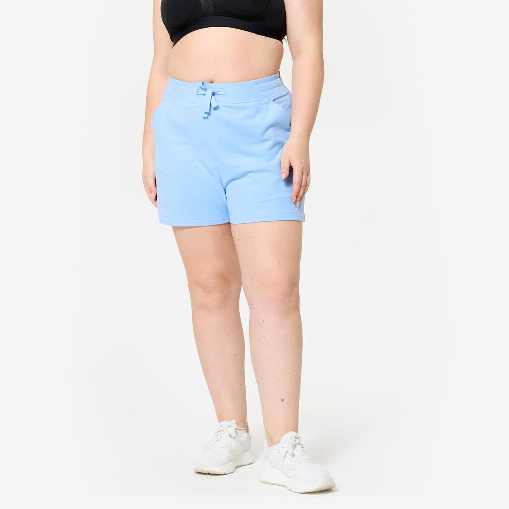 Short de fitness avec poche femme, bleu flocon