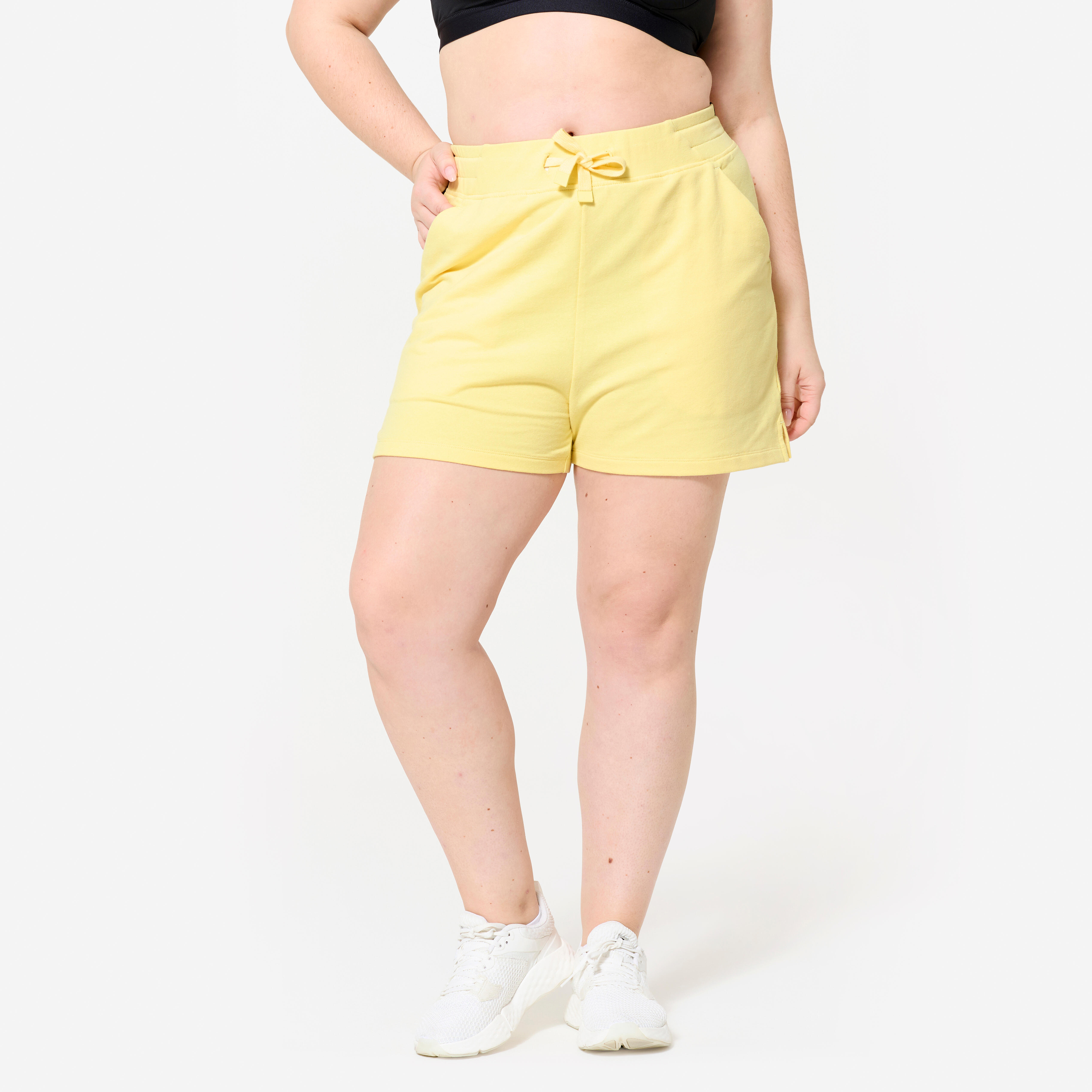 Short à taille haute en coton femme, 520 - DOMYOS