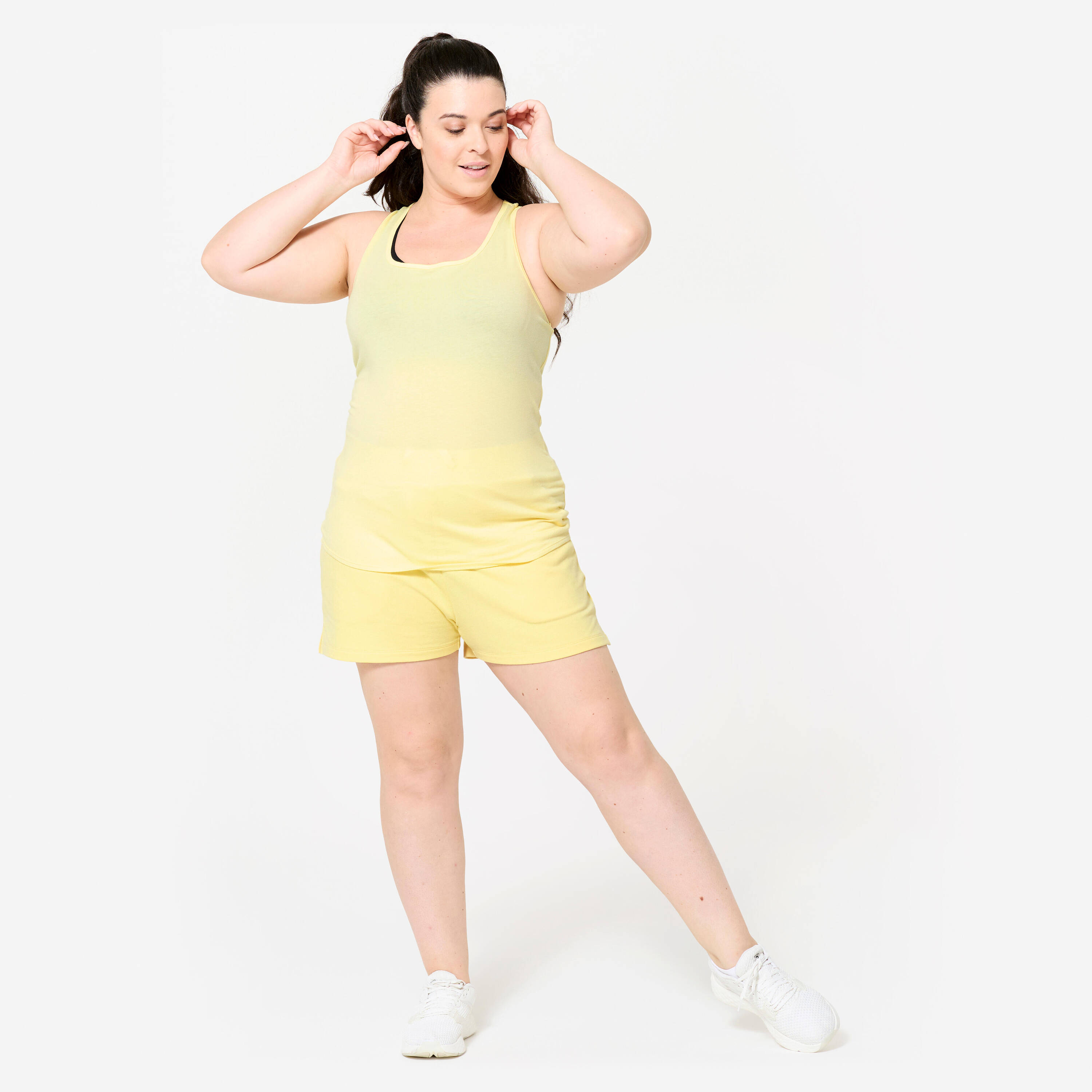 Women's Fitness Shorts with Pocket 520 - Pale Yellow -  2