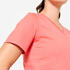 Women's V-Neck Cotton Fitness T-Shirt 500 - Pomelo Pink