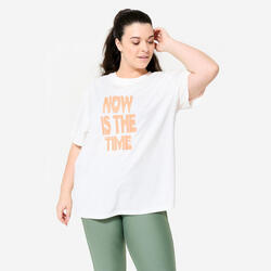 T-shirt oversize femme, blanc coton