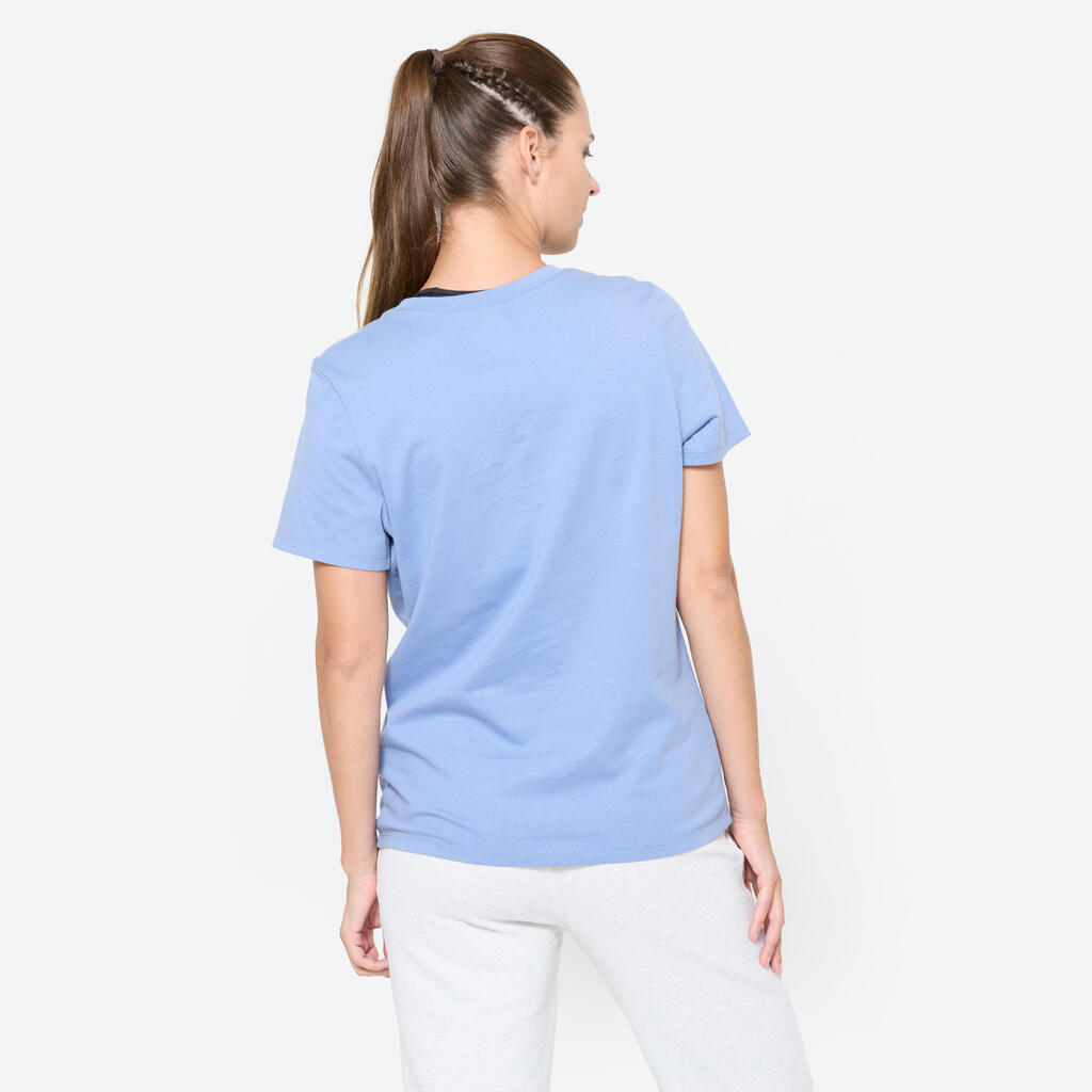 Tee-shirt en coton col rond femme, jaune pastel