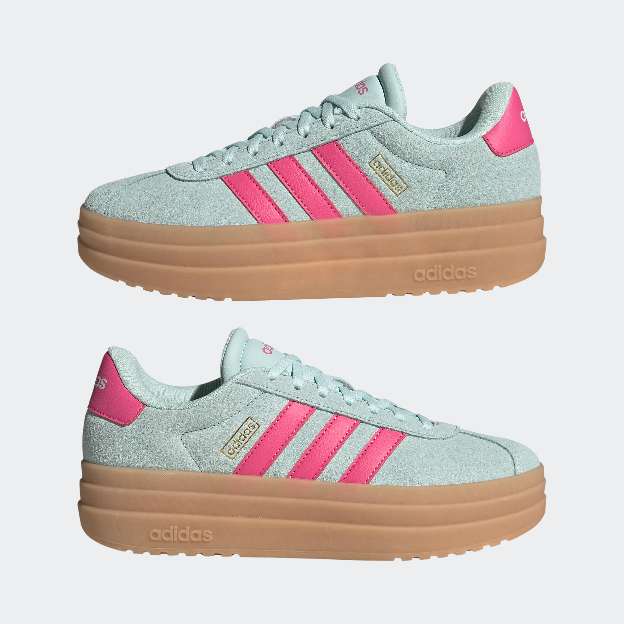 Dames sneakers VL Court Bold groen roze ADIDAS | Decathlon