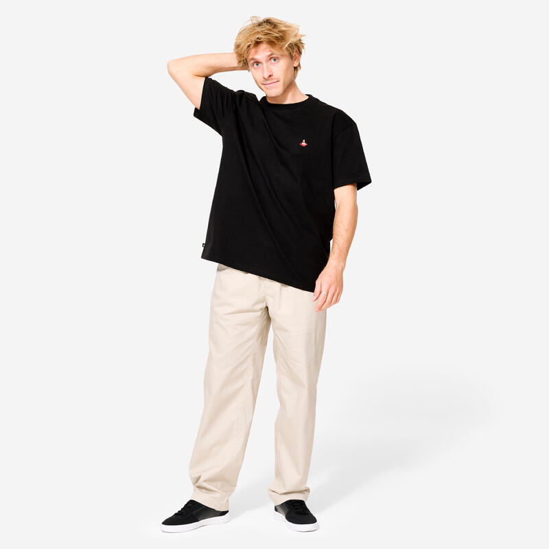 T-shirt de skateboard manches courtes ts500 trafic noir