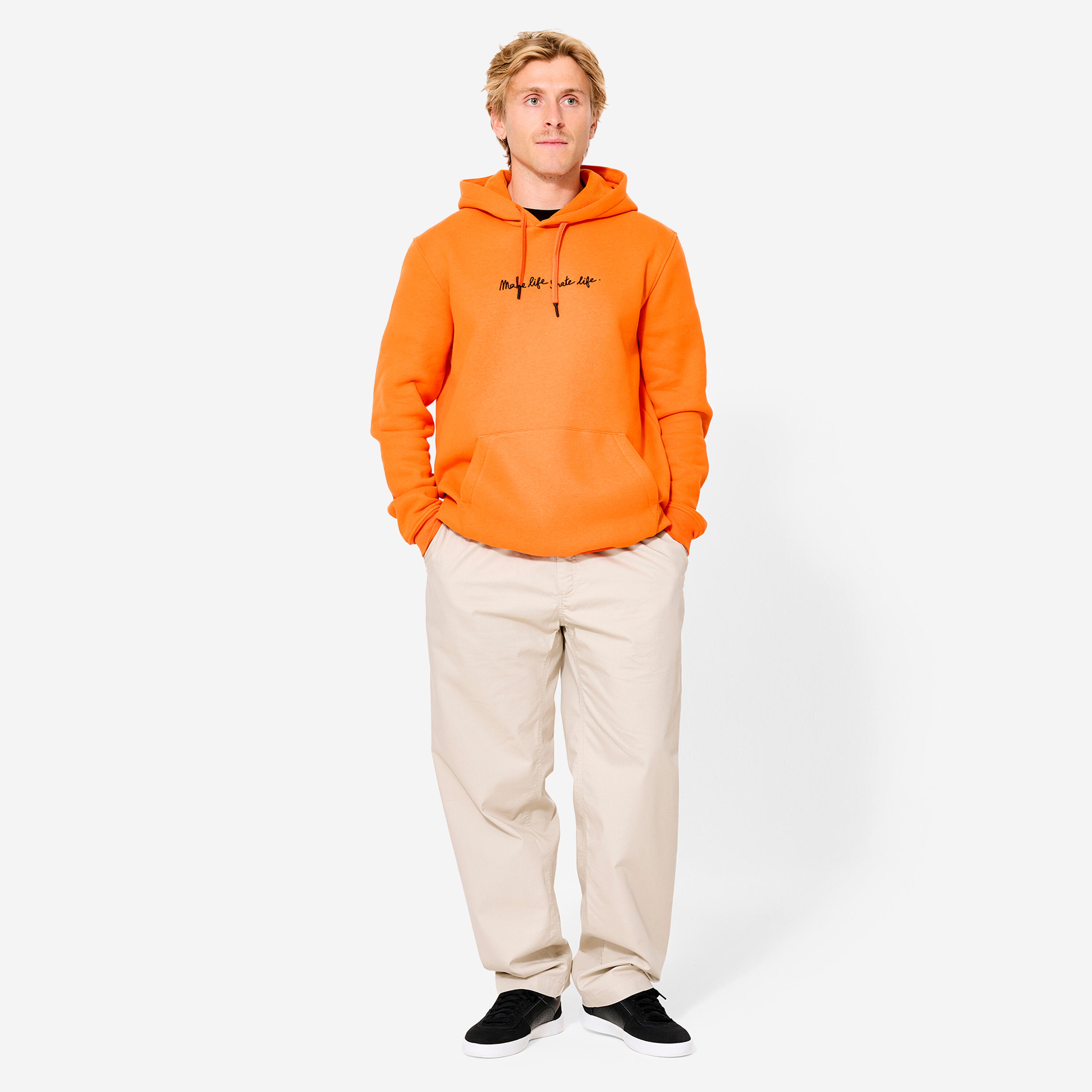 Sweat-shirt de skateboard HD500 orange collaboration Make Life