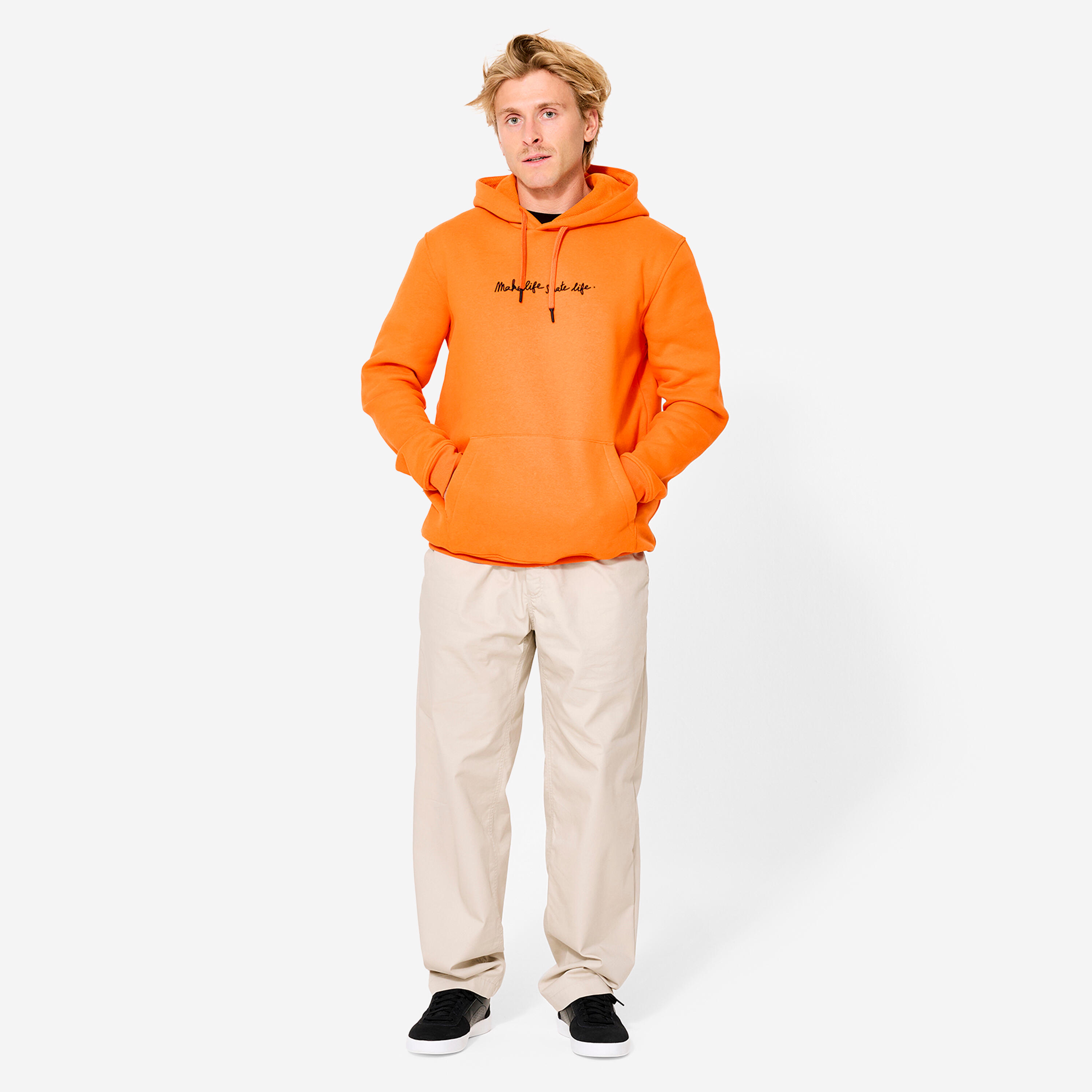 Skateboard-Sweatshirt  HD500 orange Zusammenarbeit Make Life Skate Life 3/26