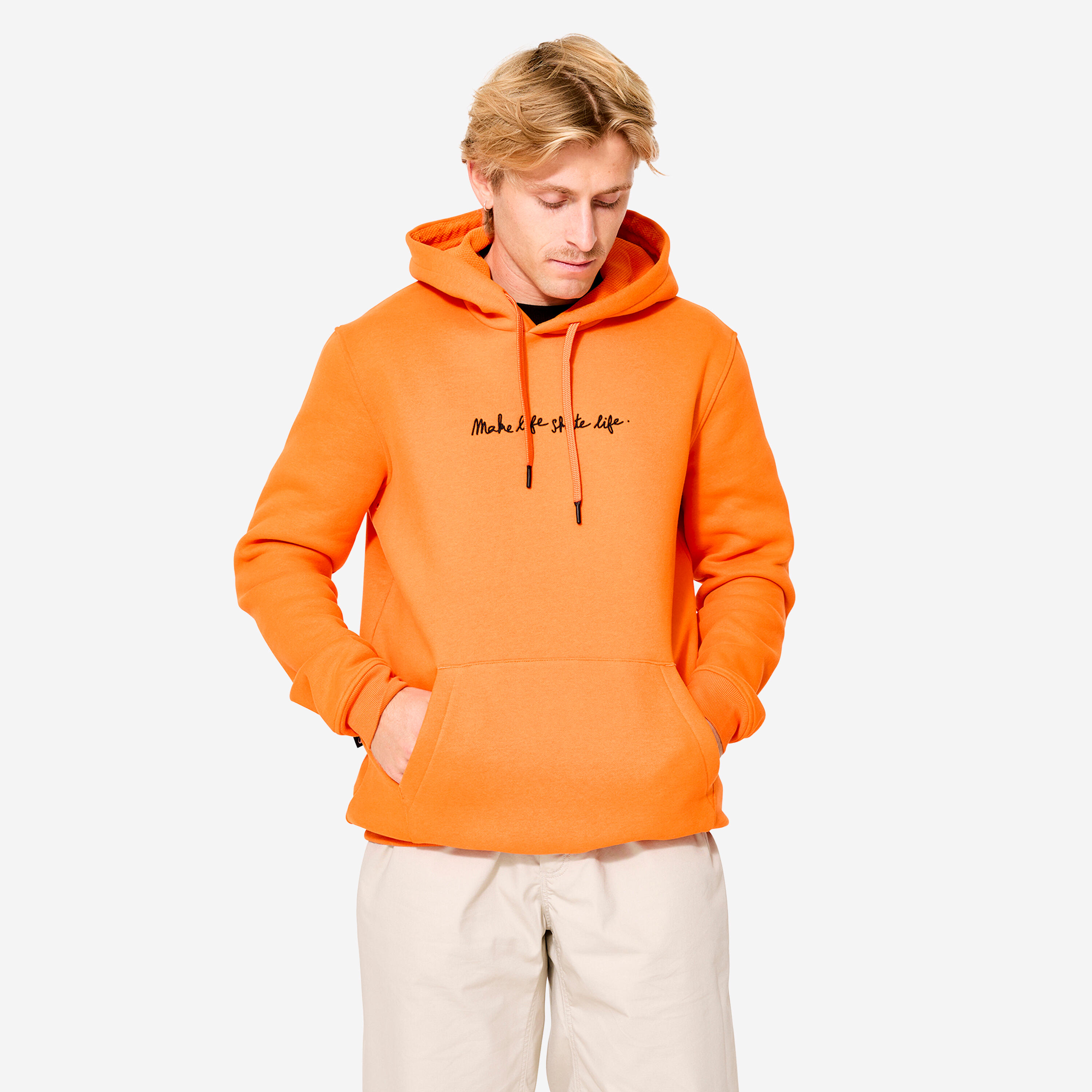 Skateboard-Sweatshirt  HD500 orange Zusammenarbeit Make Life Skate Life 6/26