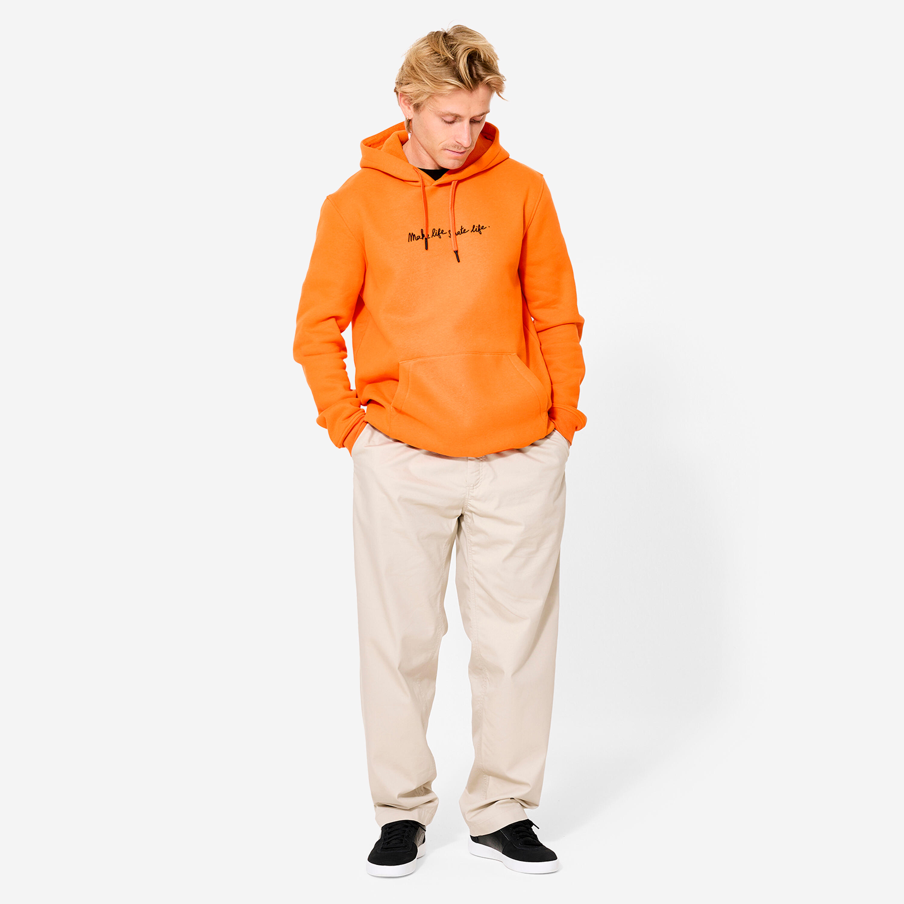 Skateboard-Sweatshirt  HD500 orange Zusammenarbeit Make Life Skate Life 4/26