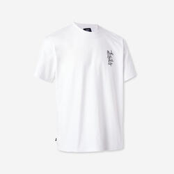 T-shirt de skateboard manches courtes ts500 trafic blanc