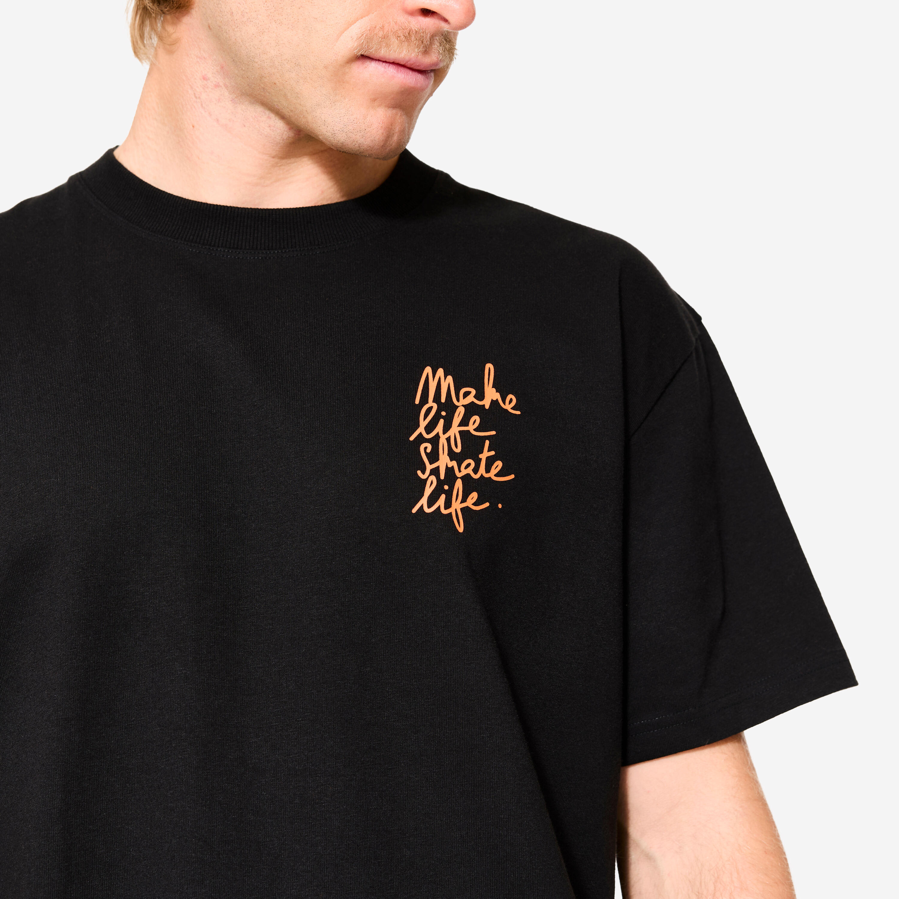 T-shirt de Skate TS500 em Colaboração com Make Life Skate Life Preto 4/18