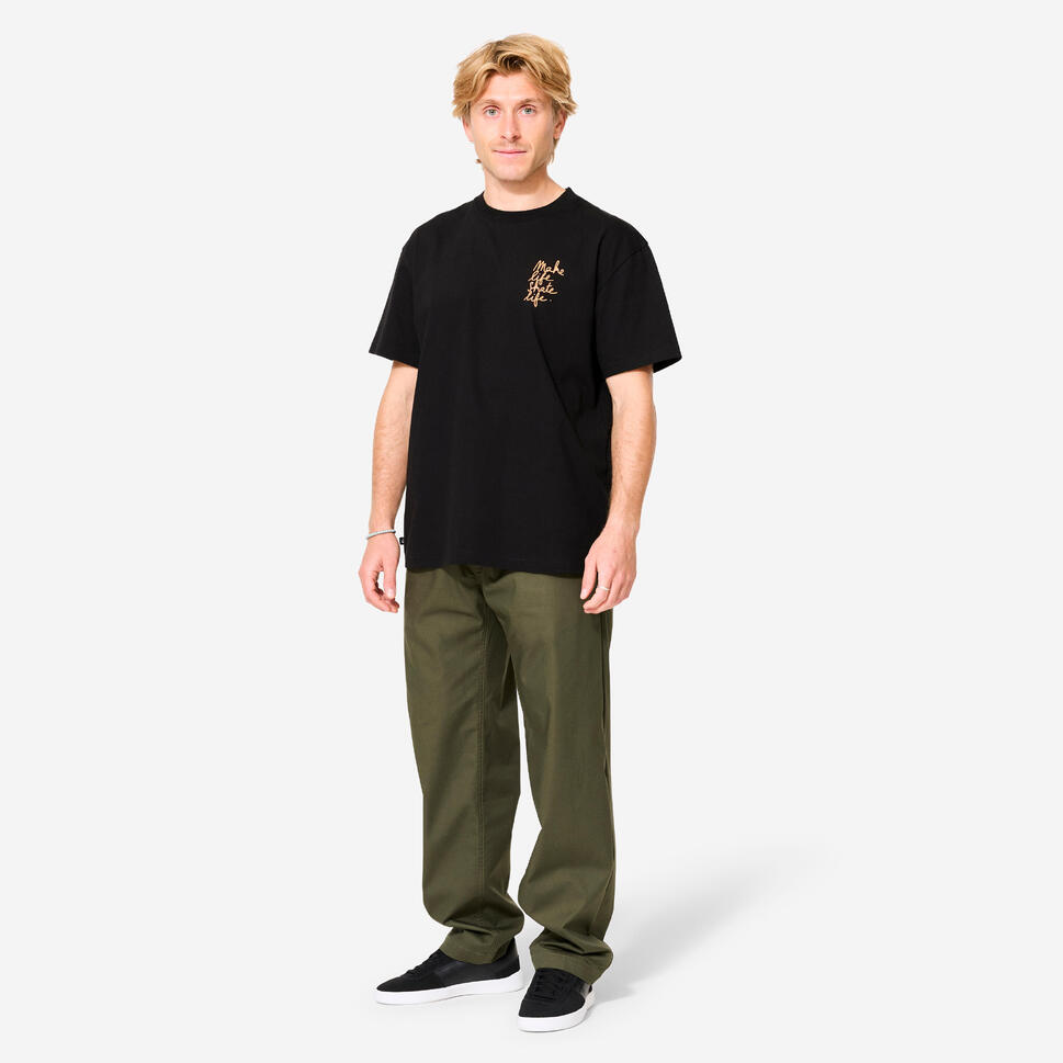T-shirt z krótkimi rękawami na deskorolkę TS500 czarny we współpracy z MLSL
