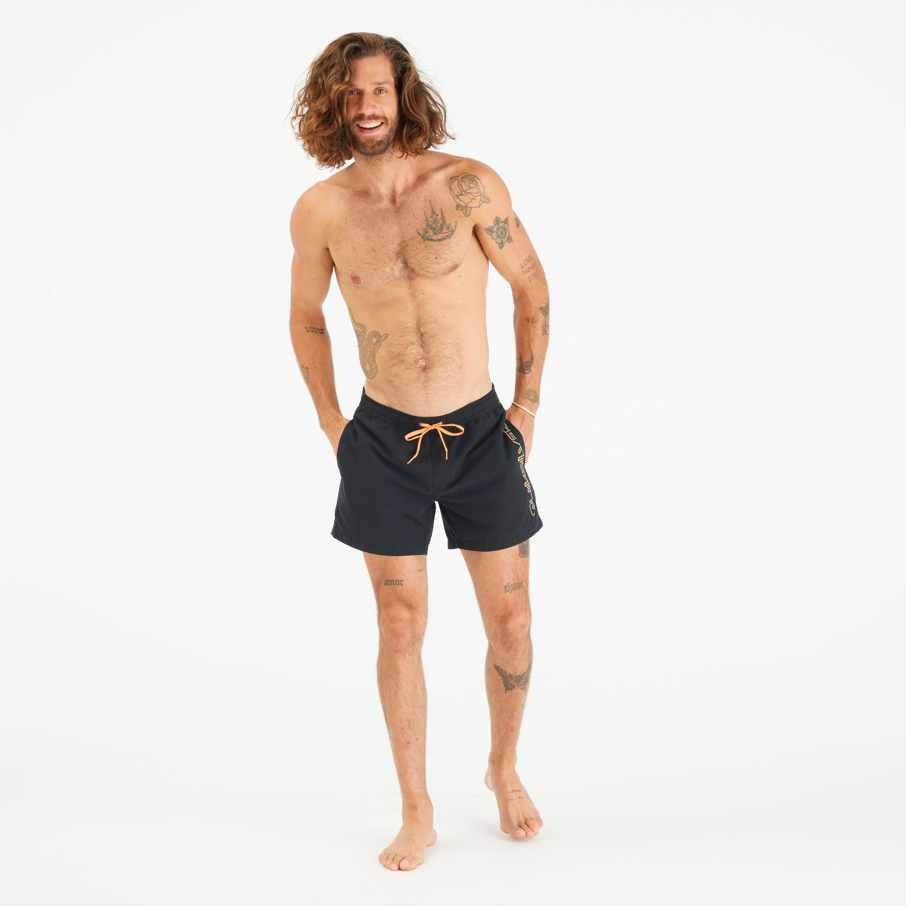 Korte boardshort 15' voor surfen heren Behind Waves zwart 2/5