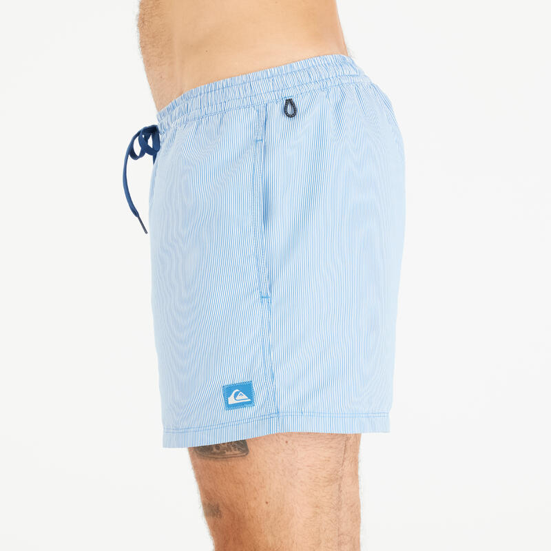 Short de bain surf court 15' homme Quiksilver - Volley deluxe rayé bleu