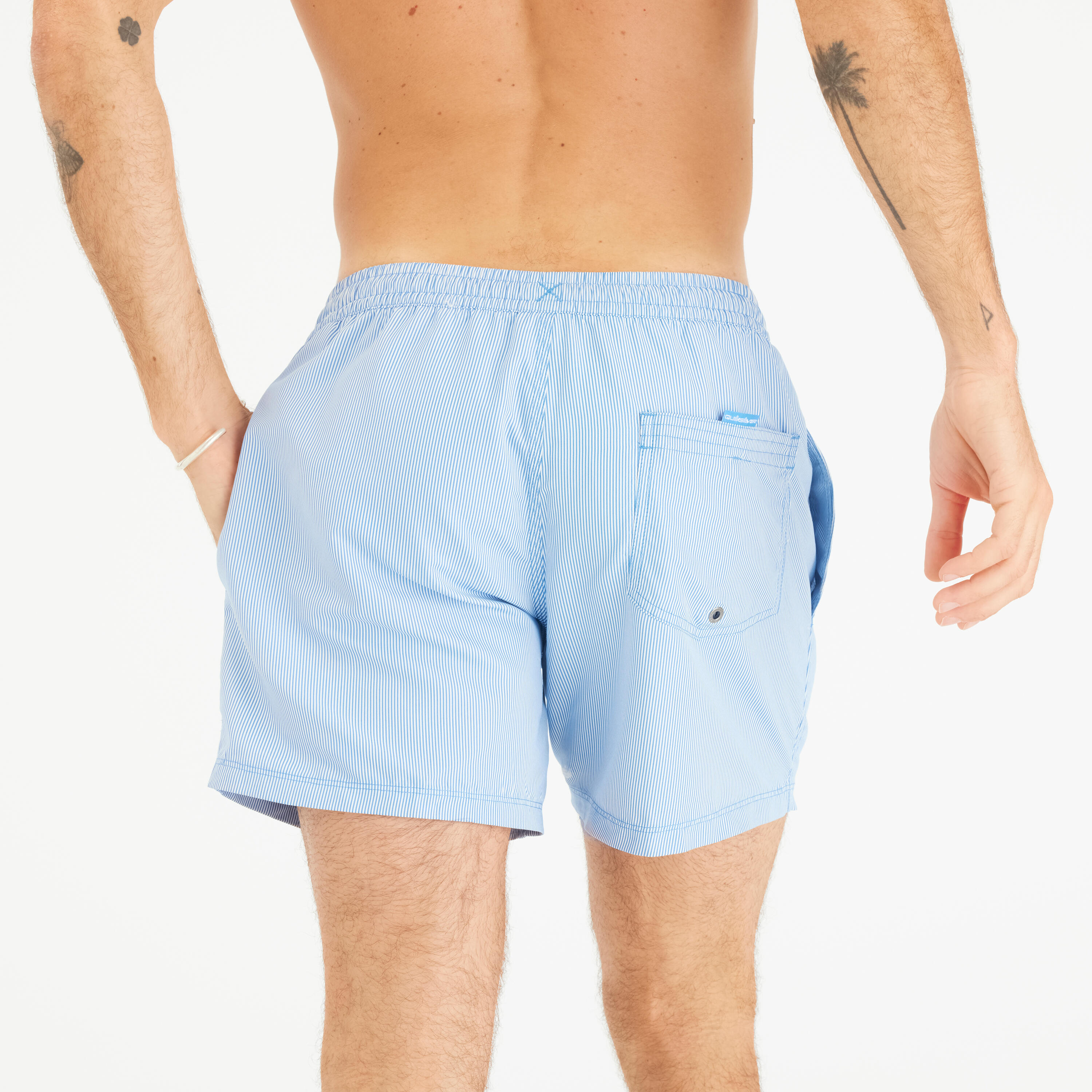 Boardshort Deluxe  voor heren blauw gestreept 4/5
