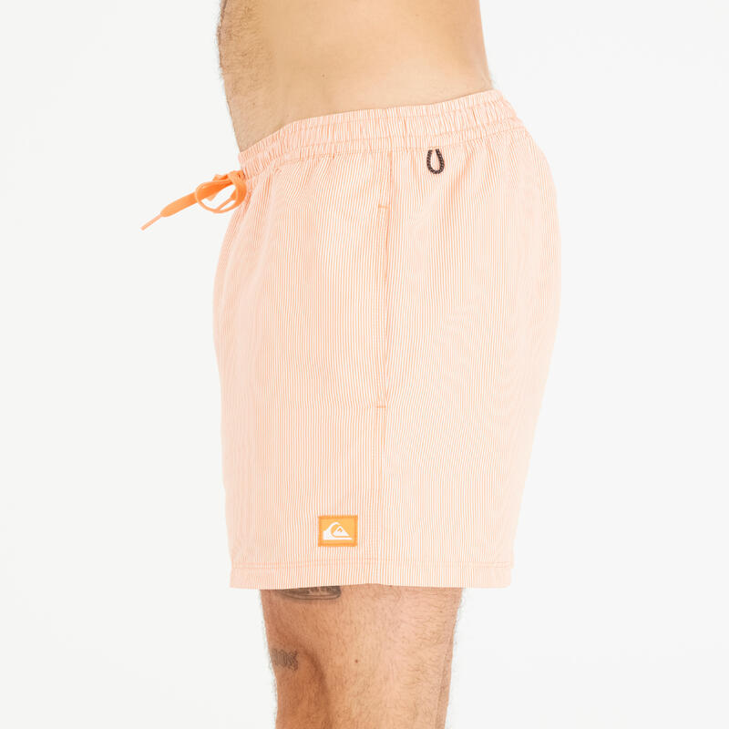 Short de bain surf court 15' homme Quiksilver - Volley deluxe rayé melon