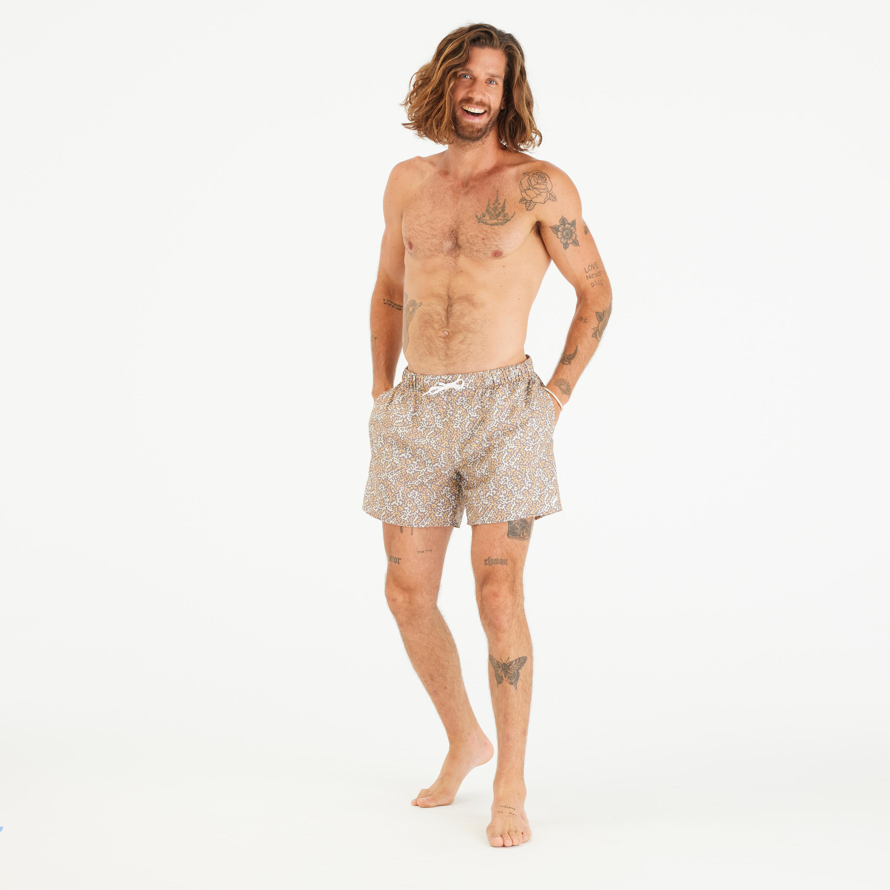 Short de bain surf 100 Court 15" Homme - Camorail Gris cendré 2/4