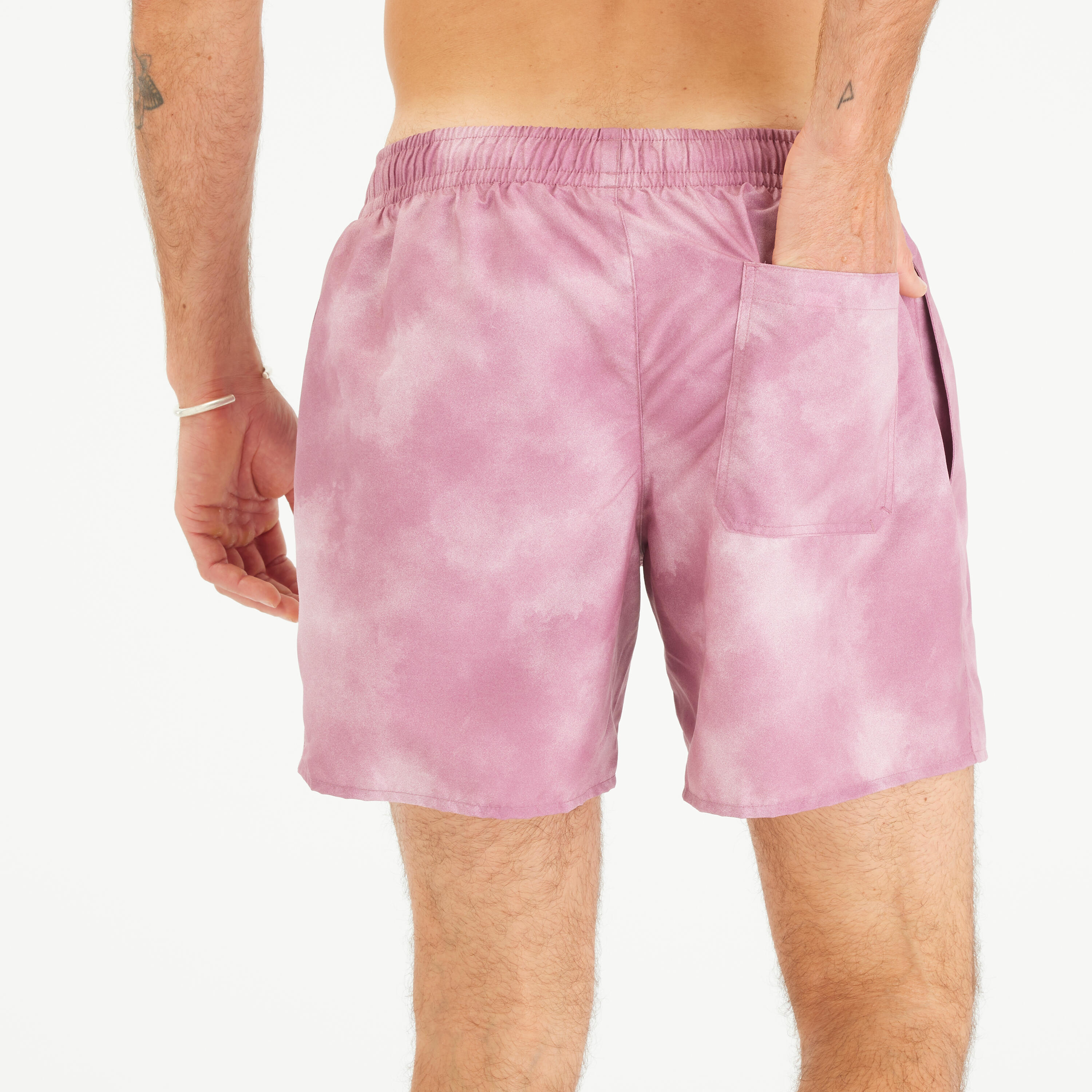 Korte boardshort 15" voor surfen heren 100 Cloud paars 4/4