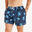 Șort de baie surf 100 scurt 15" Hibiscus Negru Bărbați