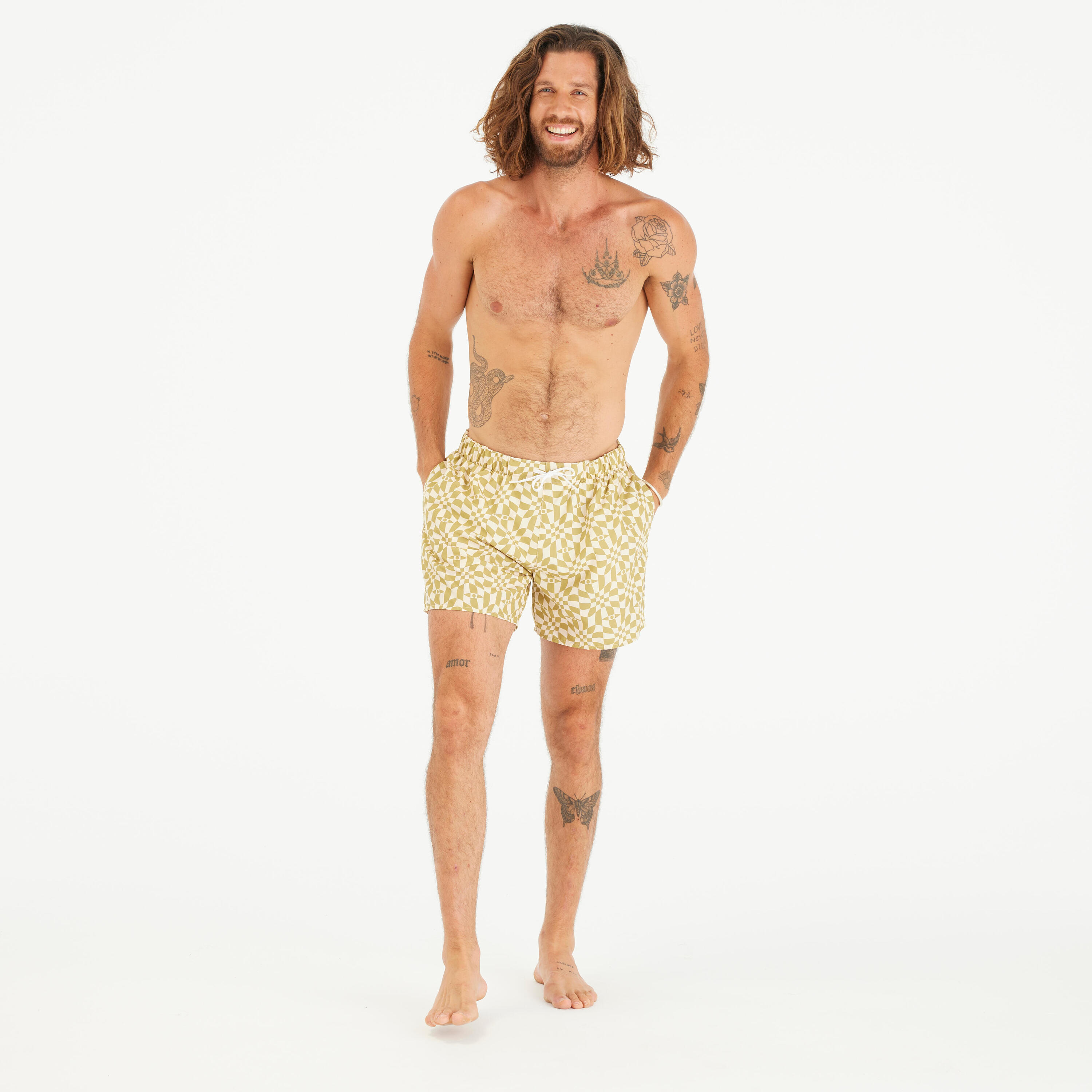 Korte boardshort 15" voor surfen heren 100 Psychodam 2/4