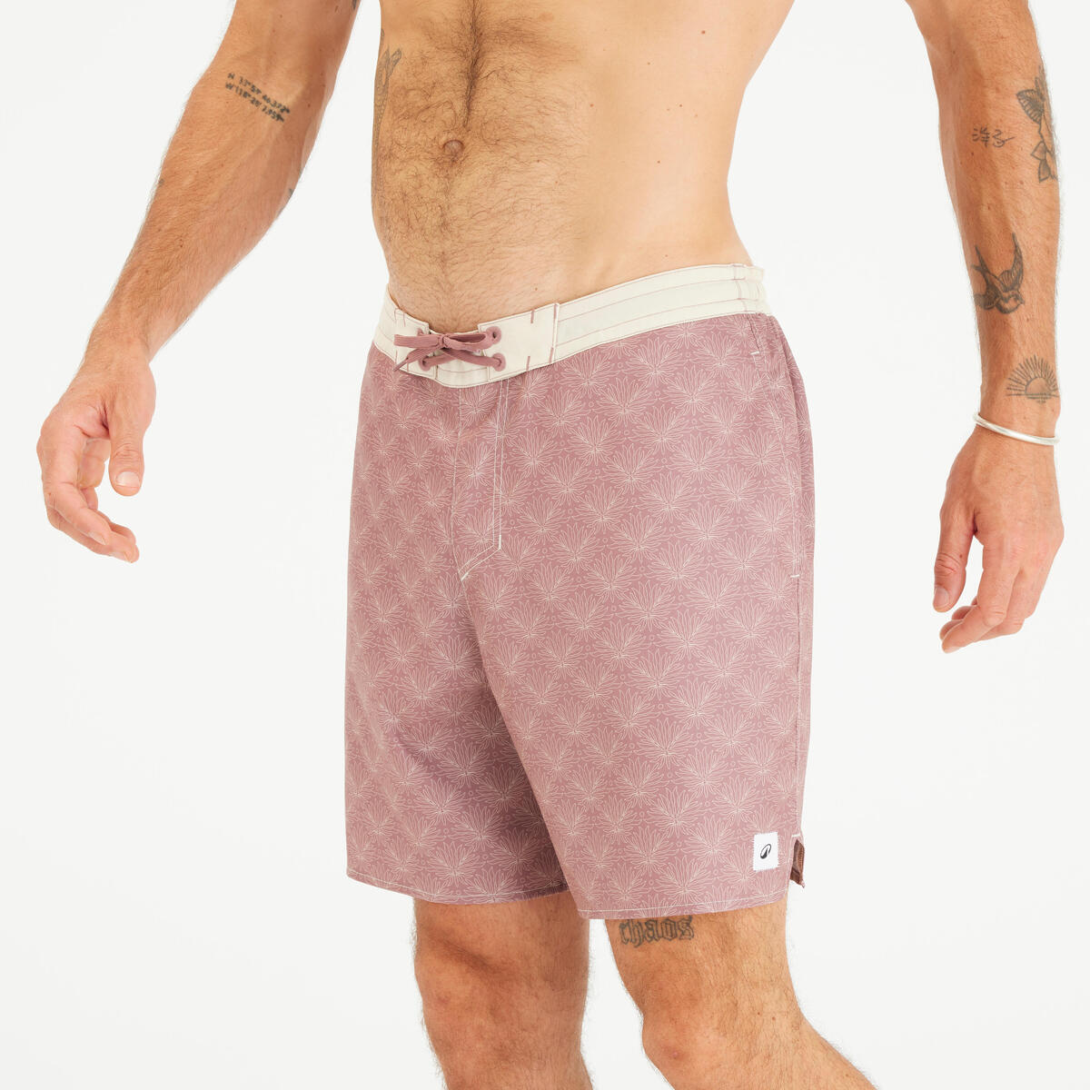 Short de bain surf 100 Long 18" Homme - Palmer Rose taupe