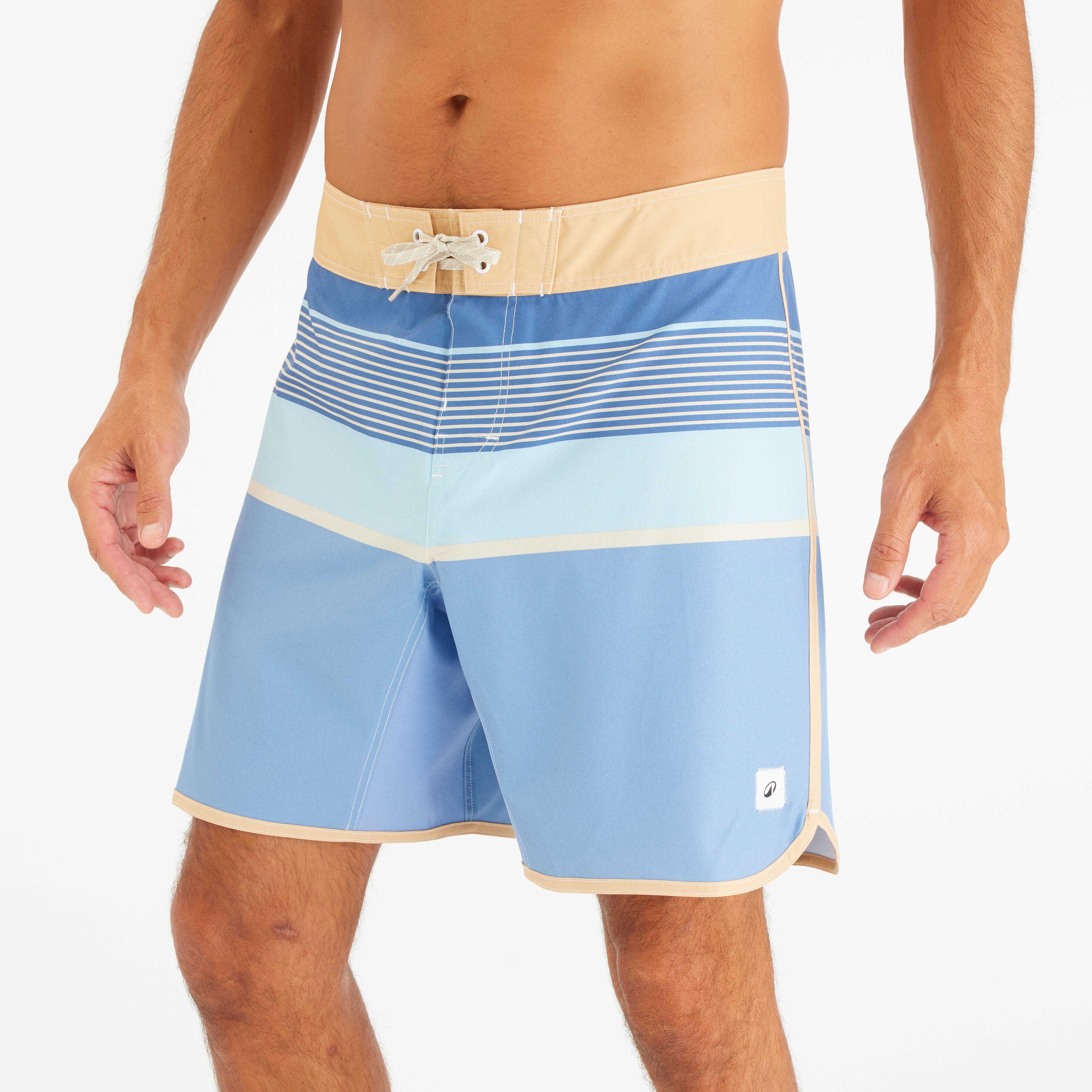 Men’s surfing boardshorts mid-length surf shorts 18”, 500 Marin blue