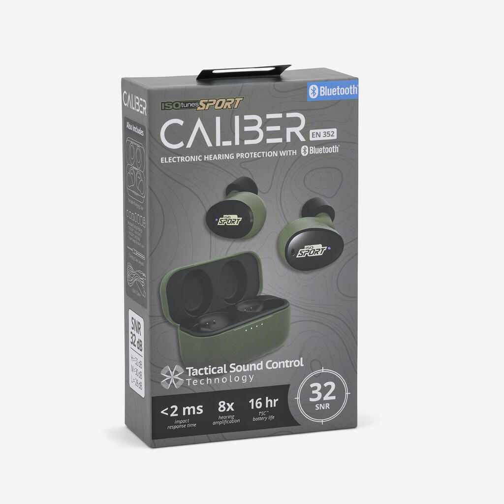 Caliber electronic hearing protection earplugs green