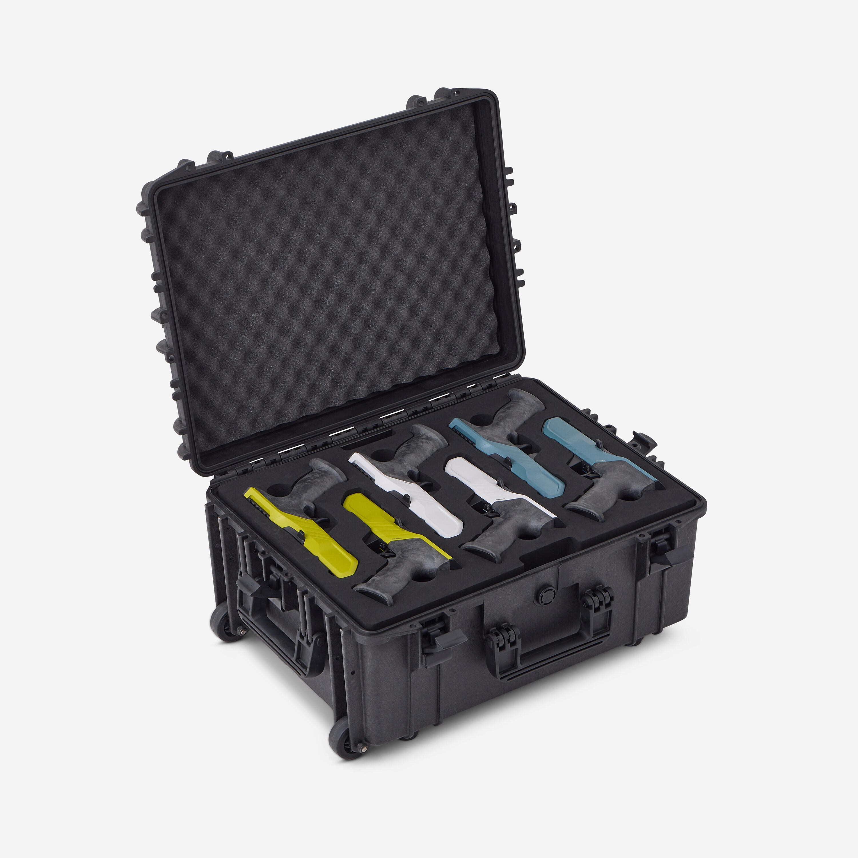 PACK TIR LASER AVEC 6 PISTOLETS, 6 CIBLES, 6 TREPIEDS, 6 TAPIS DE TIR ET VALISE 3/22