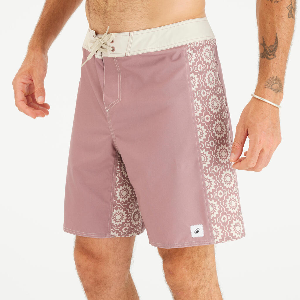 Men’s Boardshorts Surf 500 Long 19"- Arch Esawira Taupe Pink