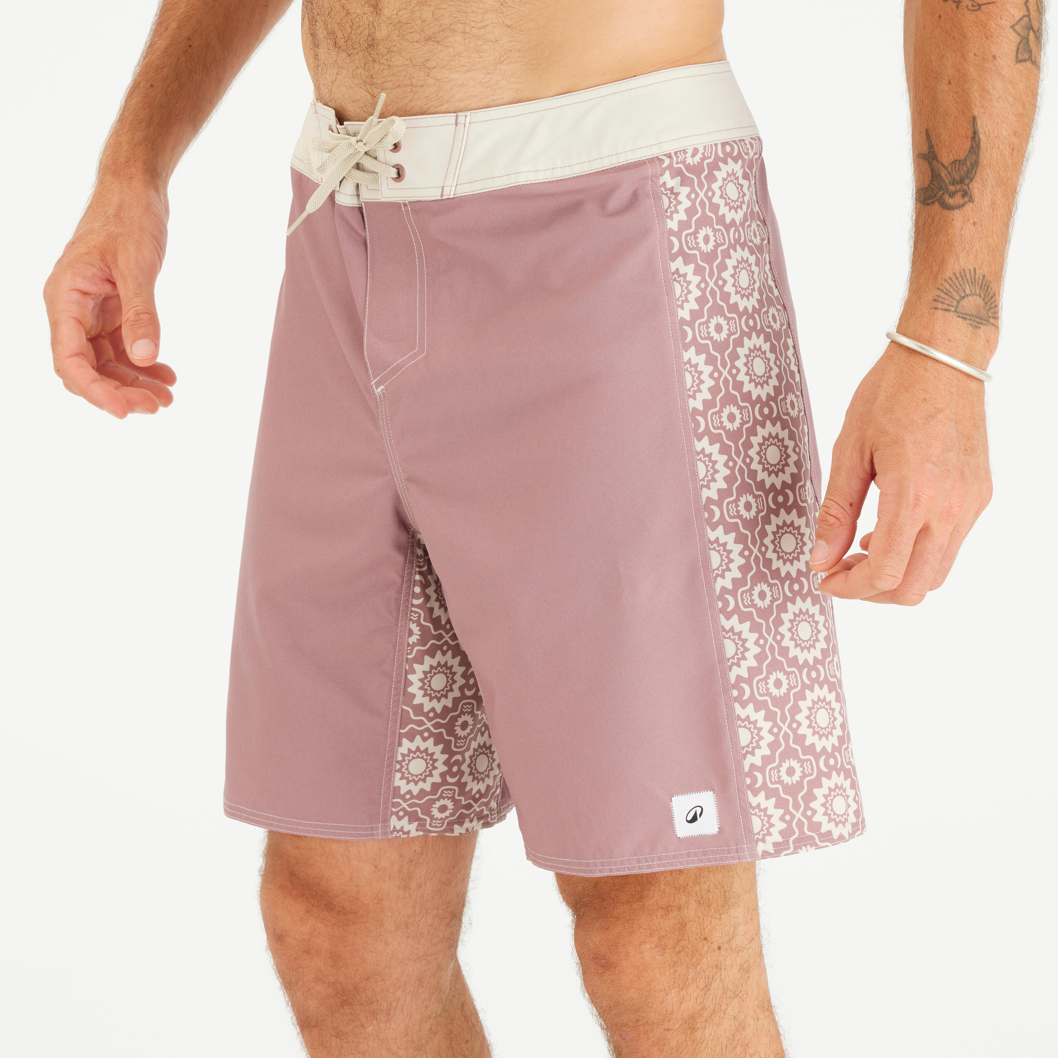 Men’s Boardshorts Surf 500 Long 19"- Arch Esawira Taupe Pink