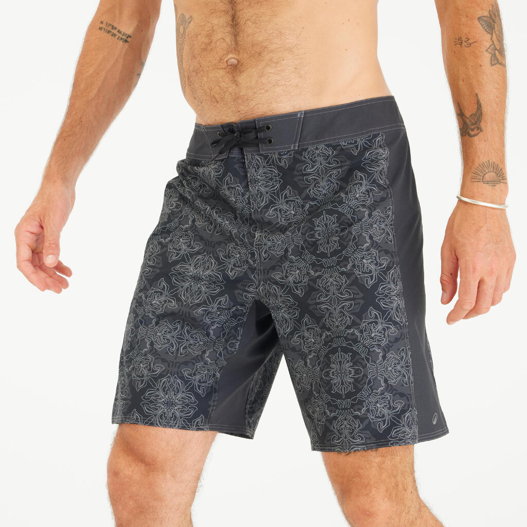Men’s Boardshorts Surf 500 Long 19" - Arch Scarabia Black