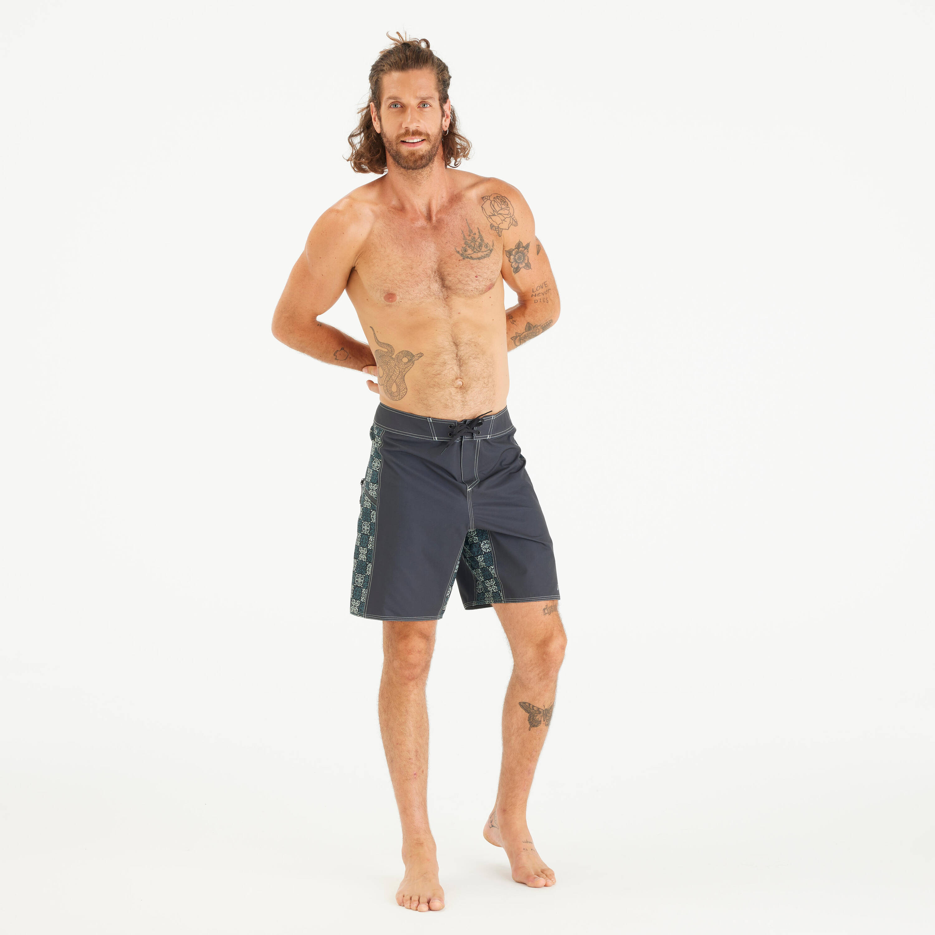 Men’s Boardshorts Surf 500 19" Long - Arch Taow Black -  2