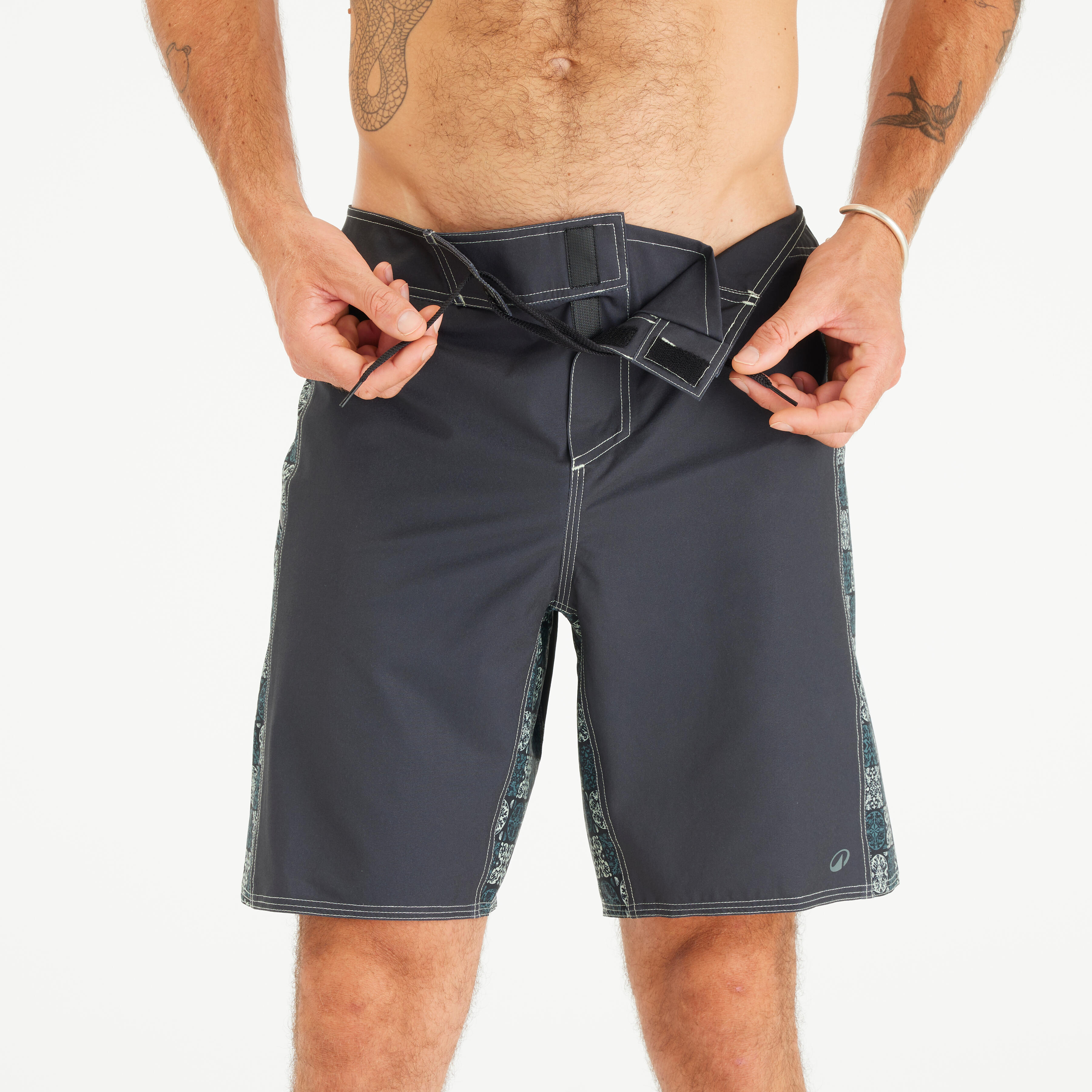 Men’s Boardshorts Surf 500 19" Long - Arch Taow Black
