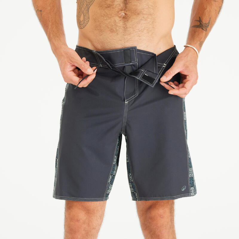 Șort de baie surf 500 lung 19" Arch Taow Negru Bărbați