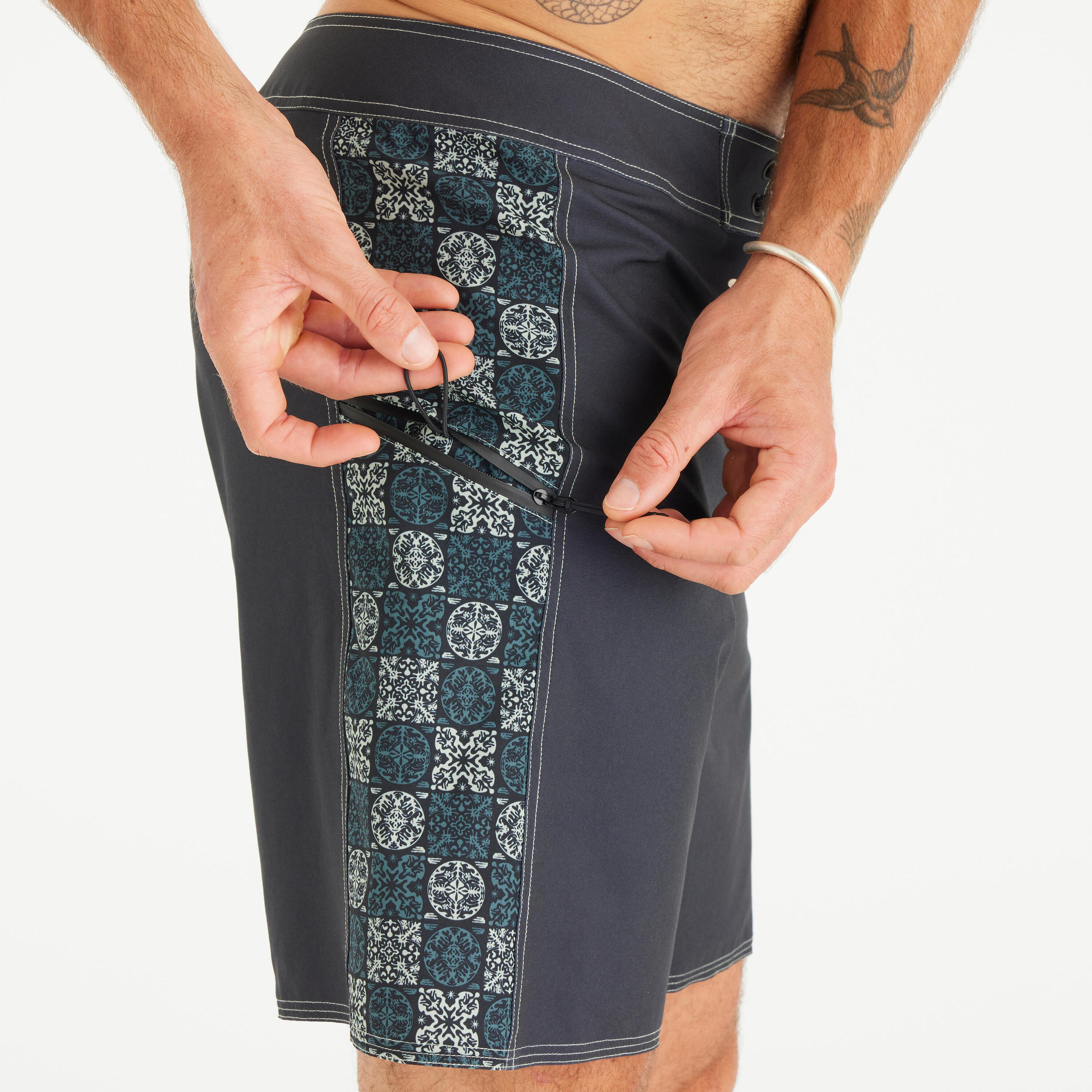 Lange boardshort 19" voor surfen heren 500 Arch Taow zwart 6/6