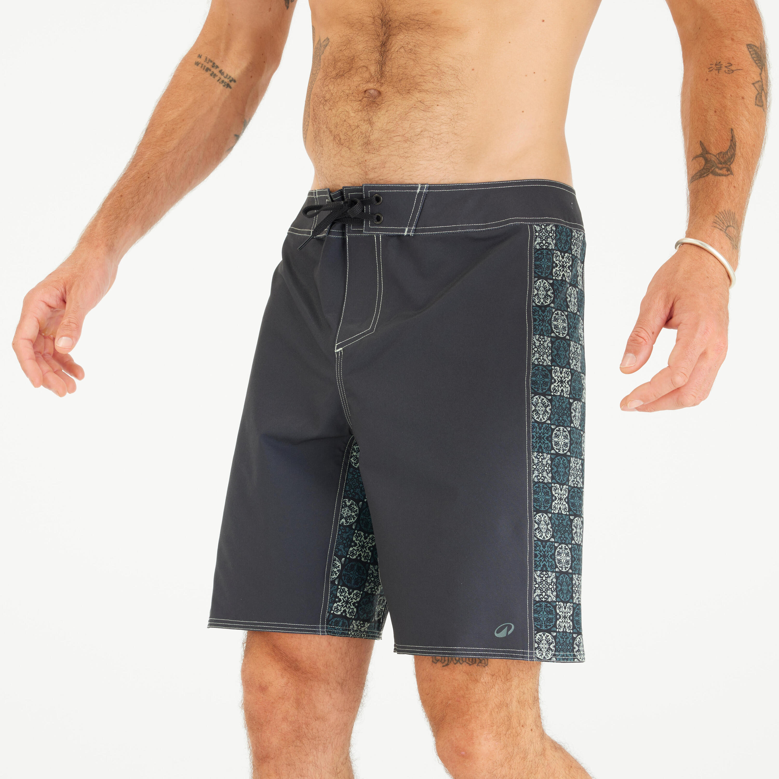 OLAIAN Lange boardshort 19" voor surfen heren 500 Arch Taow zwart