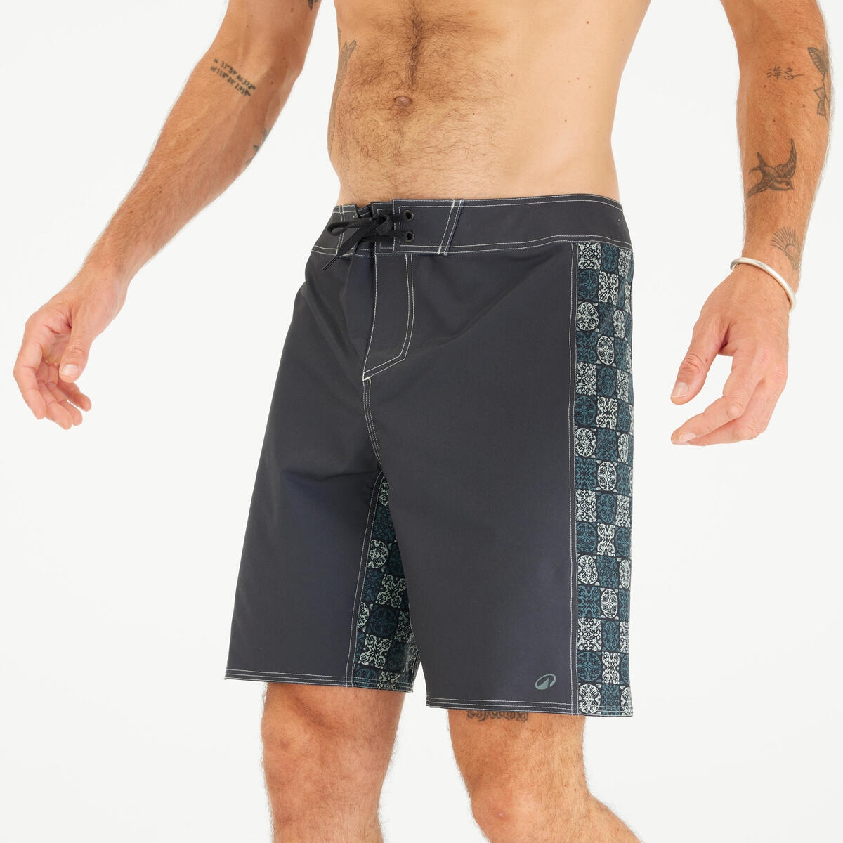 Boardshort surf 500 Long 19" Homme - Arch Taow Noir
