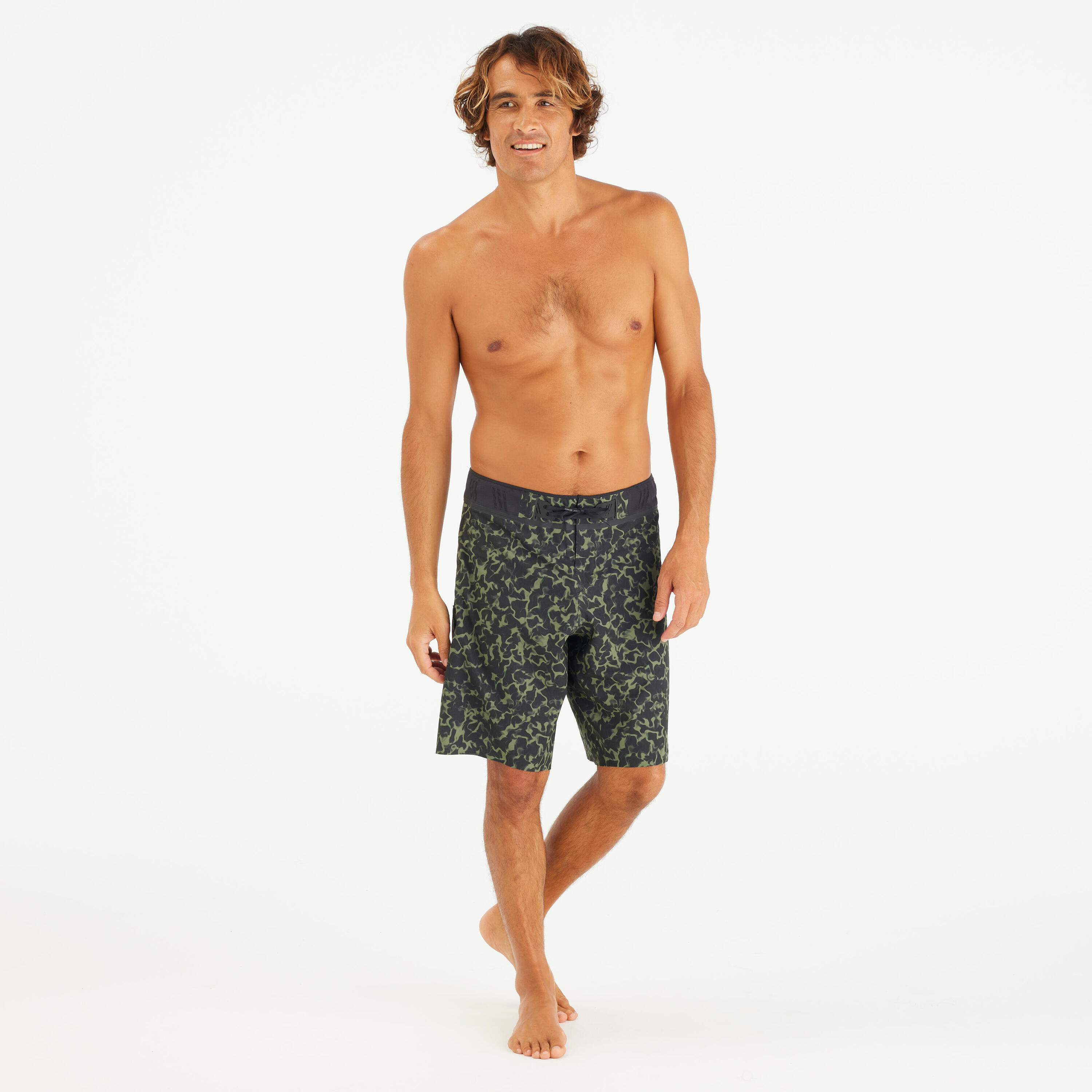 Men’s Boardshorts Surf 900 20" Long - Morpho Army Olive green 3/7
