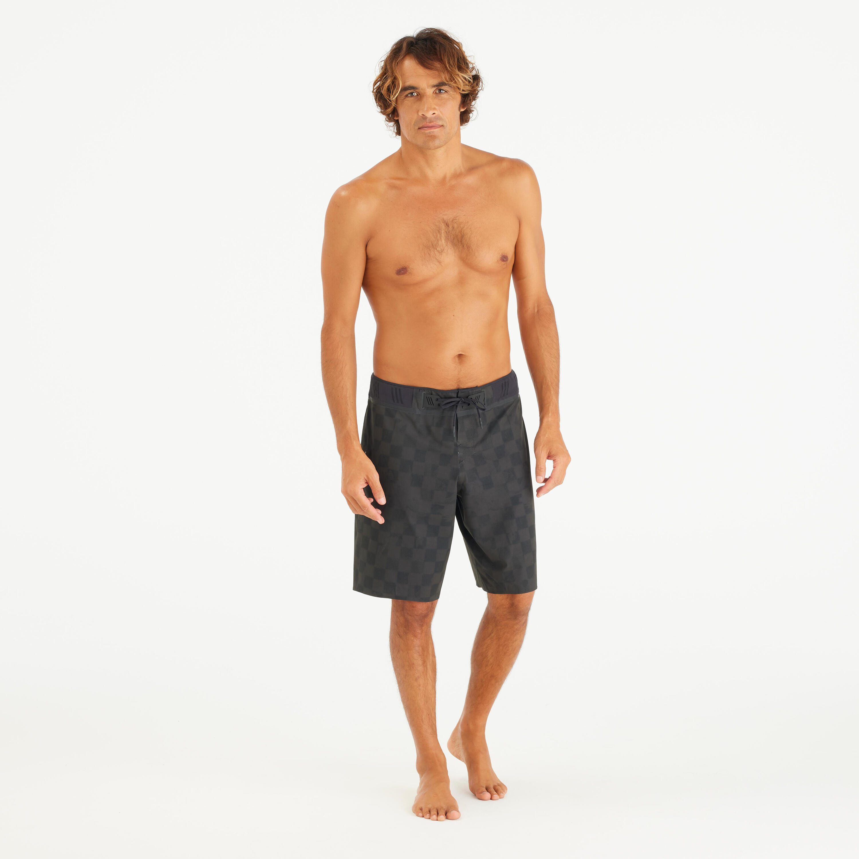 Lange boardshort 20" voor surfen heren 900 Checky zwart 2/6