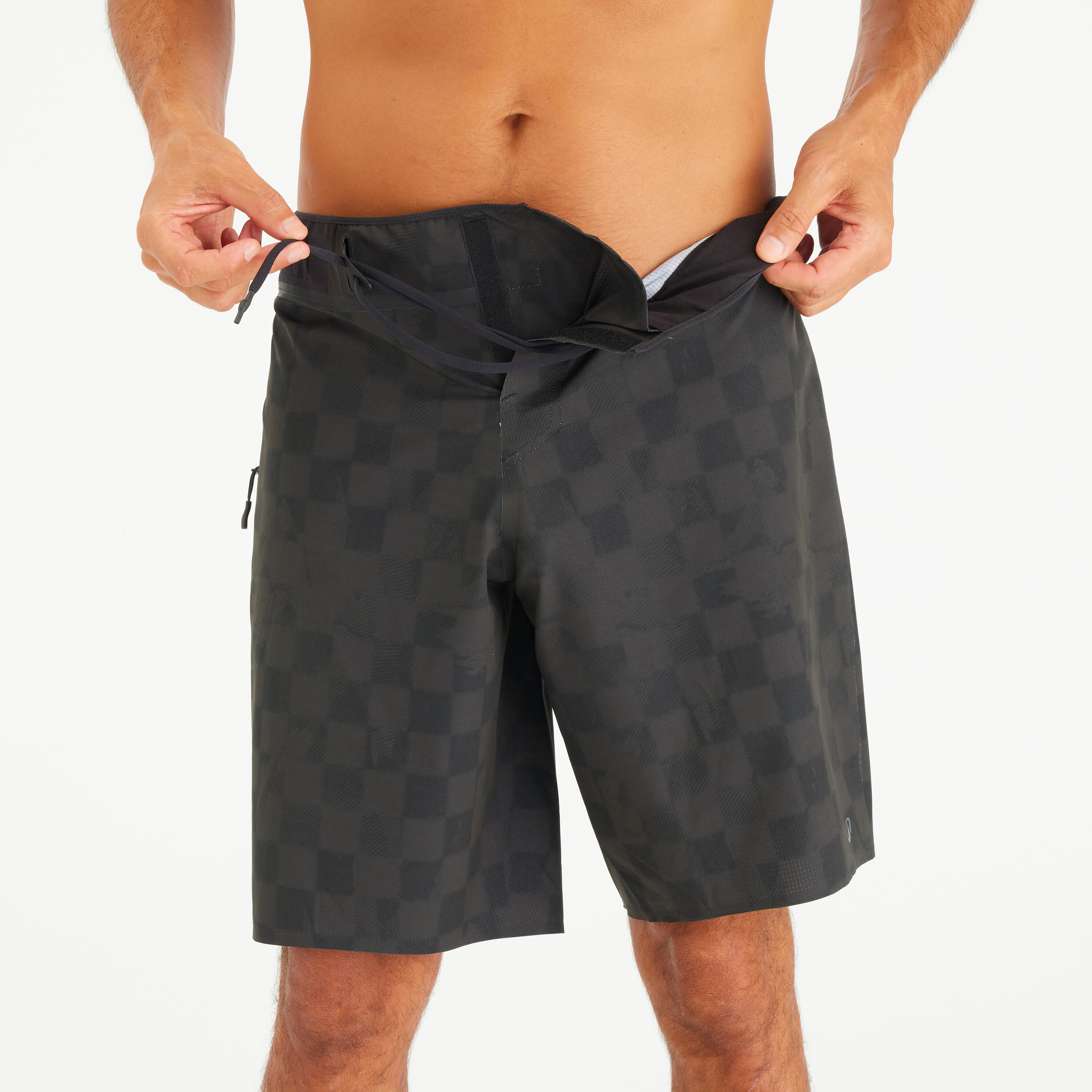 Lange boardshort 20" voor surfen heren 900 Checky zwart 5/6