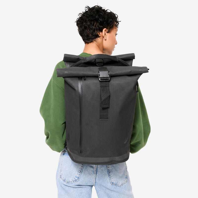 Sac à dos sacoche vélo double pour porte-bagages 31 litres gris foncé