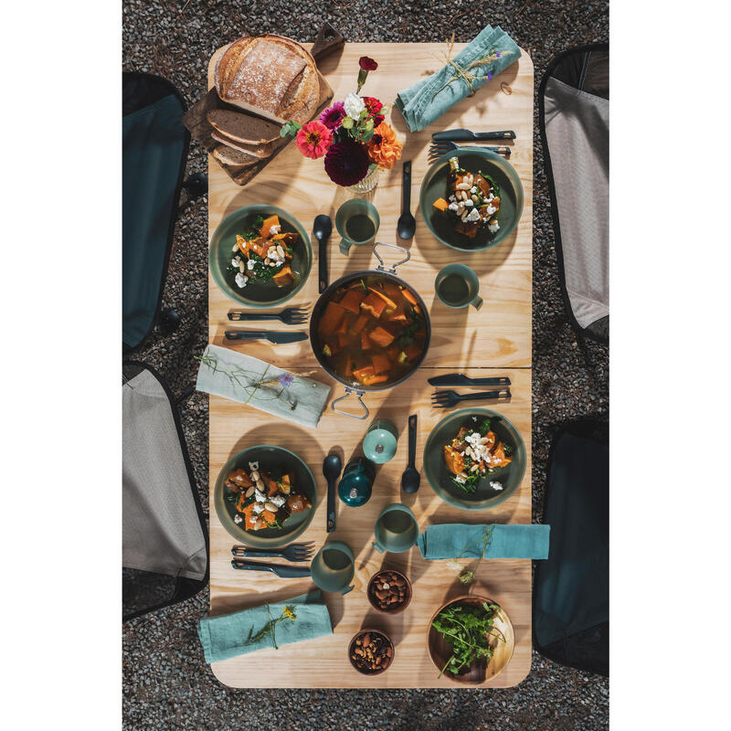Conjunto de cozinha 500 de campismo em aço inox+anti-aderente - 4P - 25 peças.