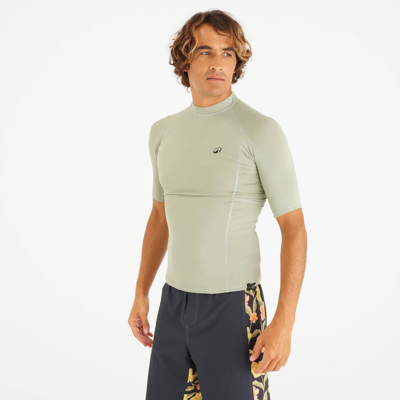 Men’s short sleeve surf t-shirt UV-protection UPF50+ - 500 khaki Men’s short sleeve surf t-shirt UV-protection UPF50+ - 500 khaki